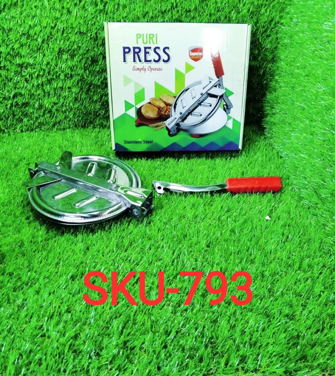 0793 Manual Stainless Steel Puri Press Machine / Maker with Handle (6 inch)