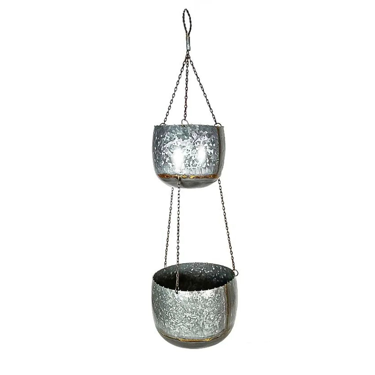 2 Tier Metallic Hanging Planter,8pmtl5278