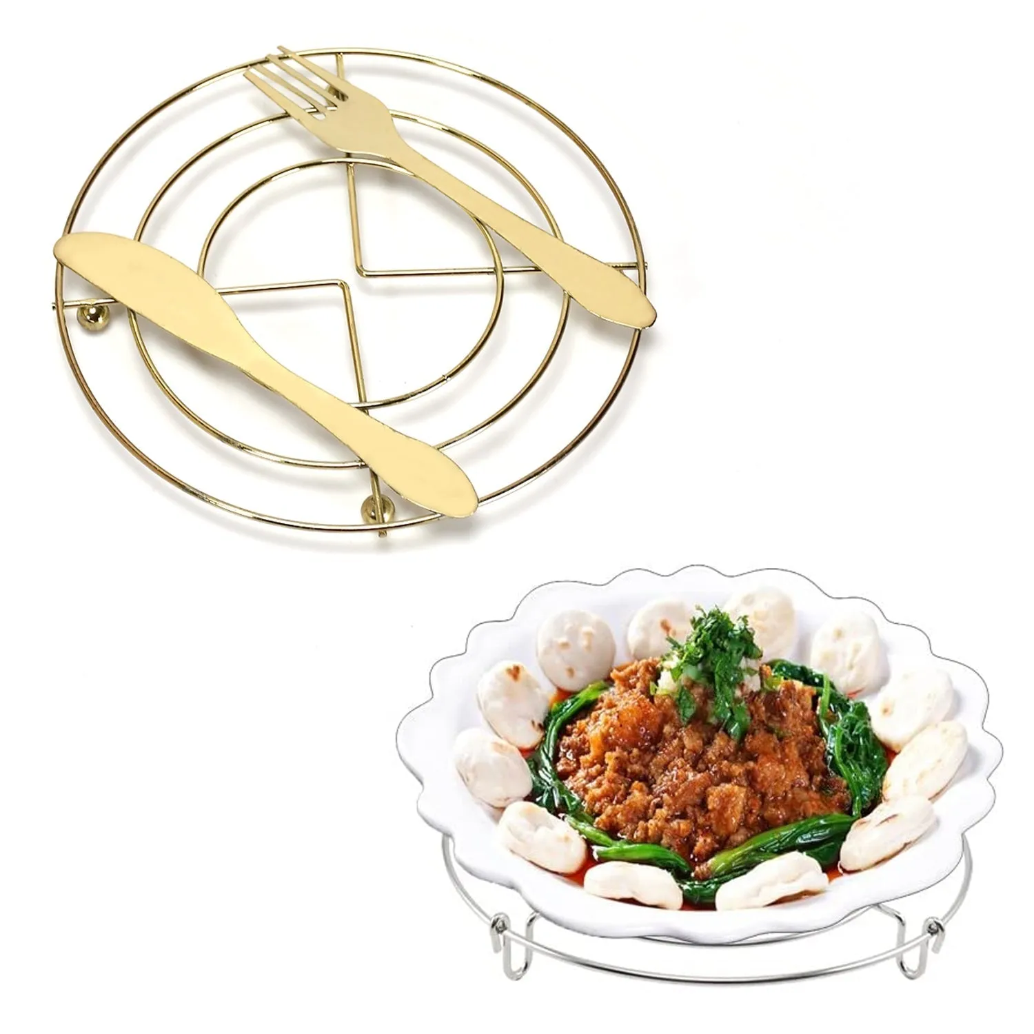 2479 Hot Pot Stand Stainless Steel Heat Resistant Round Table Ring