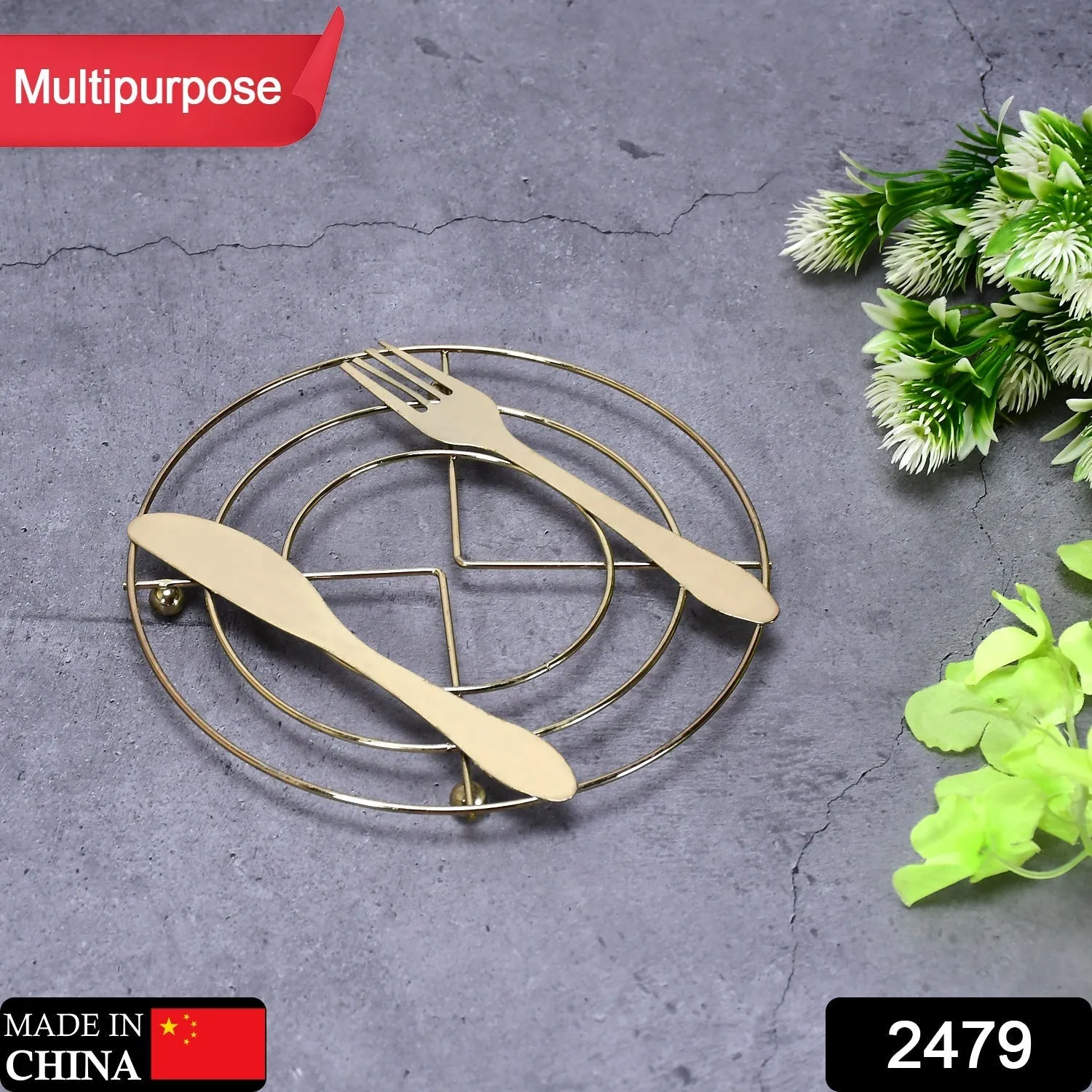 2479 Hot Pot Stand Stainless Steel Heat Resistant Round Table Ring