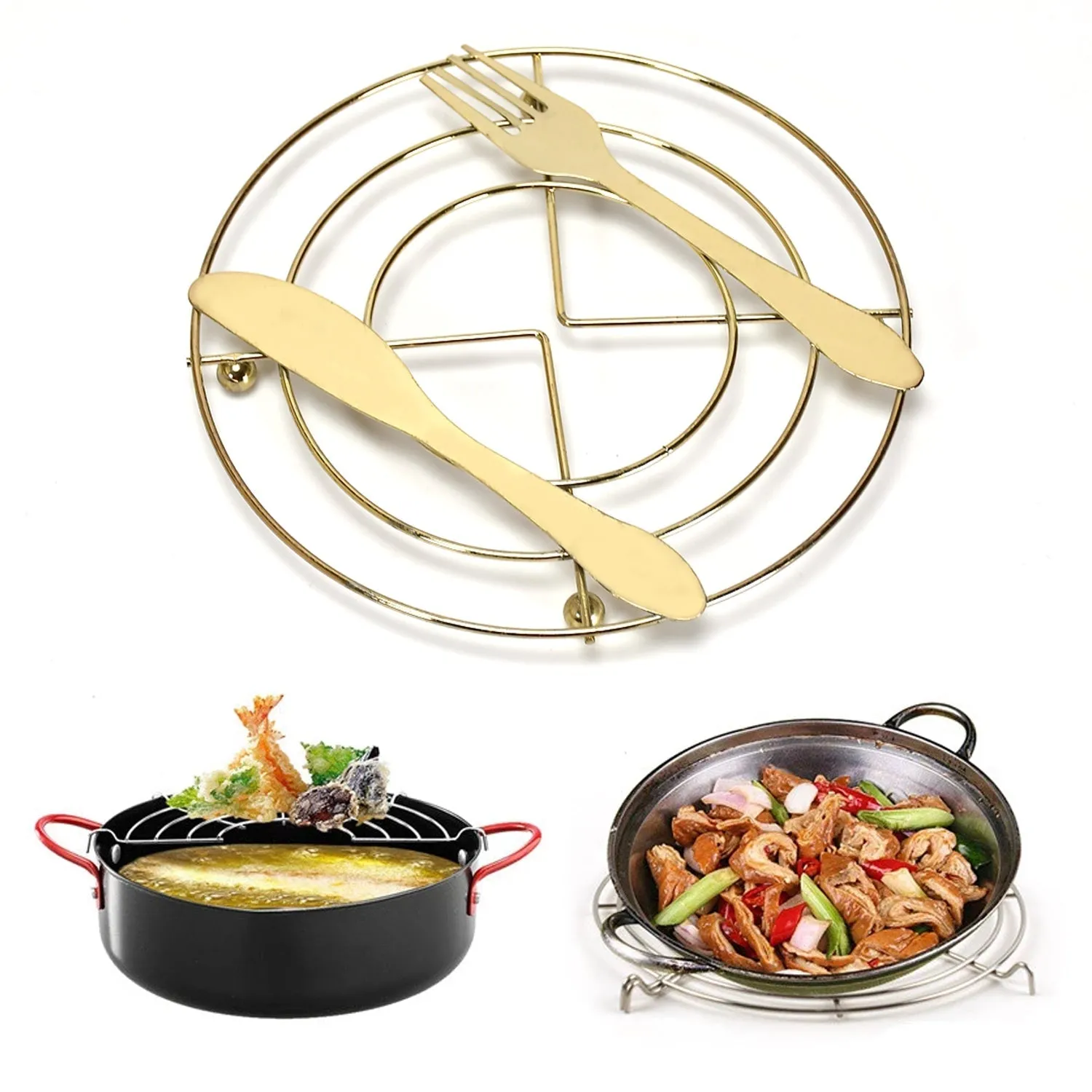 2479 Hot Pot Stand Stainless Steel Heat Resistant Round Table Ring