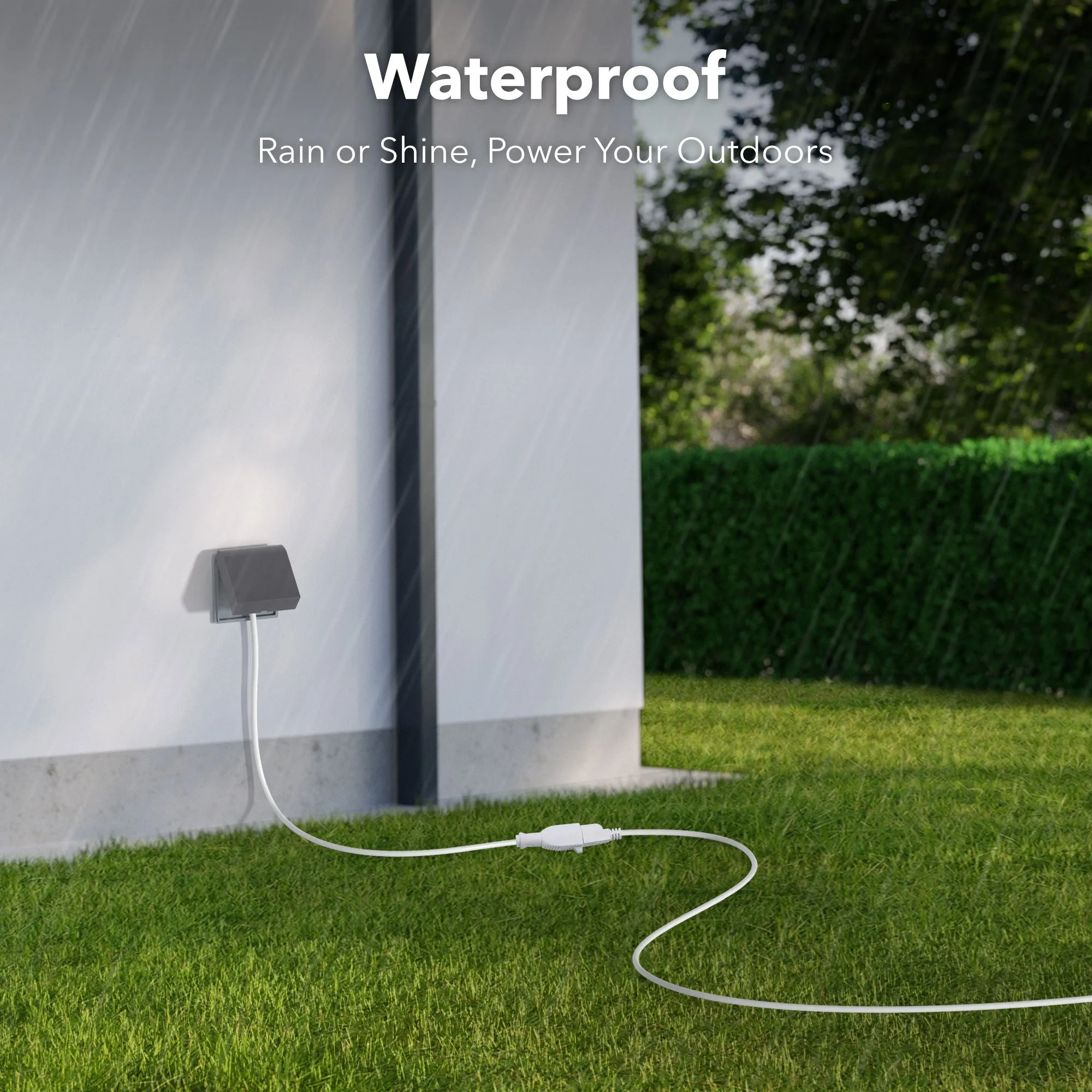 9 ft Waterproof Outdoor Extension Cord 16/3 SJTW Heavy Duty Power White Cord Bn-link