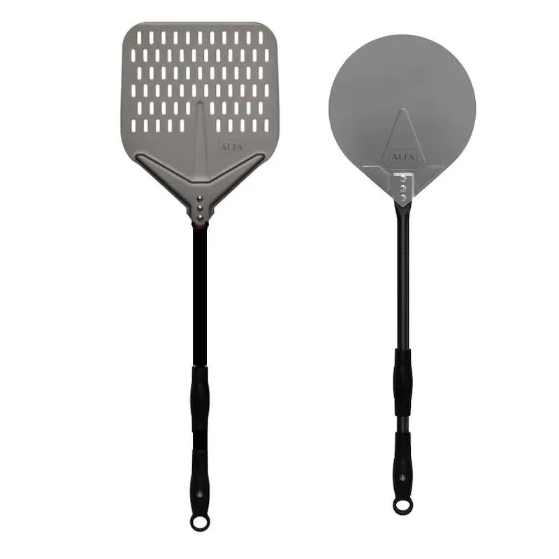 Alfa 24-Inch 2-Piece Pizza Peel Set - Black