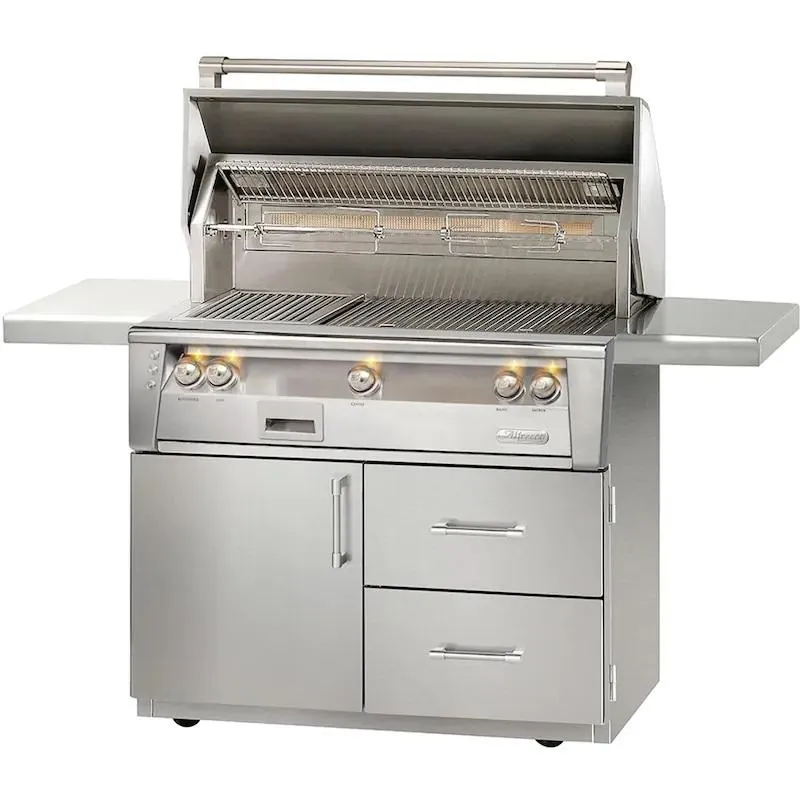 Alfresco ALXE 42" FS LP Grill On Deluxe Cart With Rotisserie