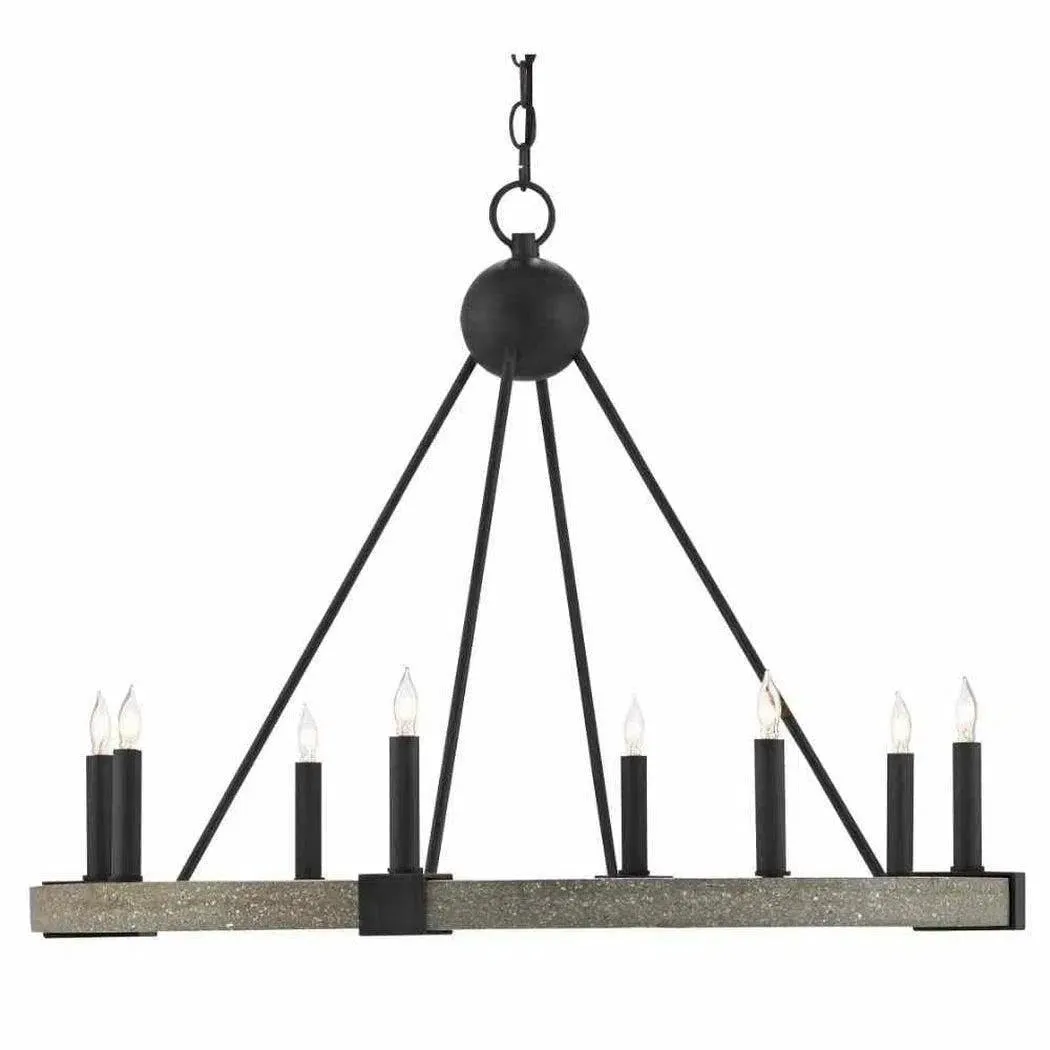 Antique Black Polished Concrete Burgos Chandelier