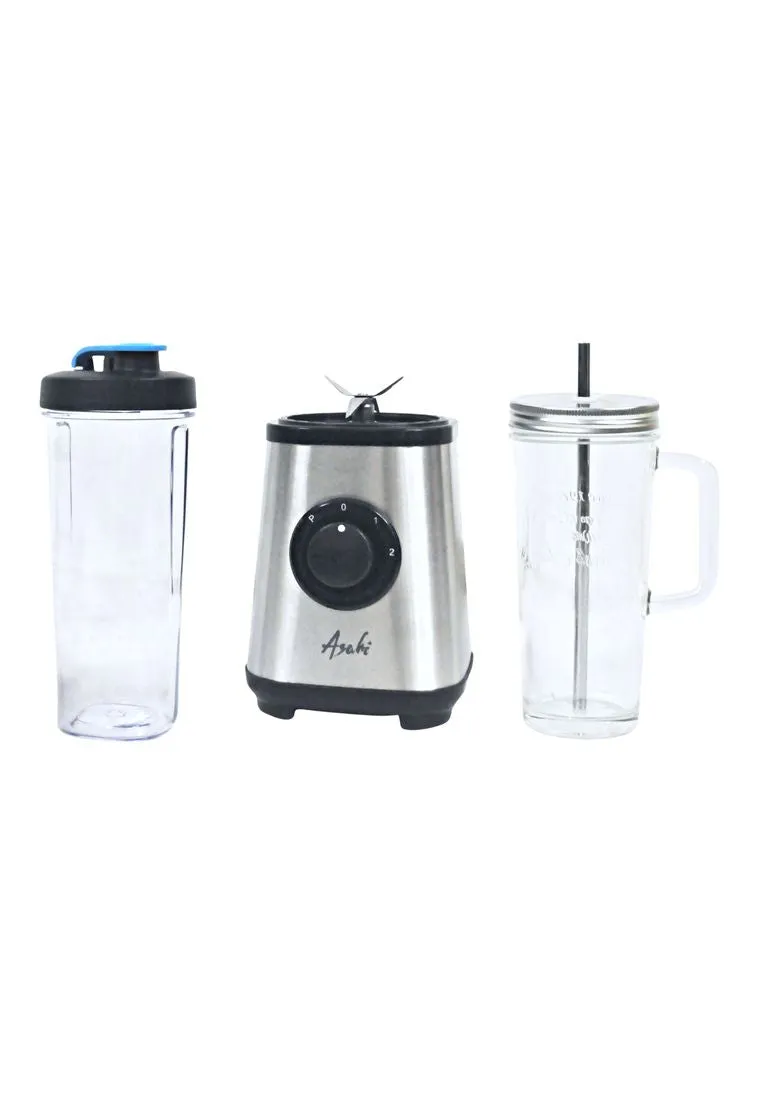 Asahi Personal Electric Blender 600ml With Free Mason Jar With Aluminum Caps & Straw