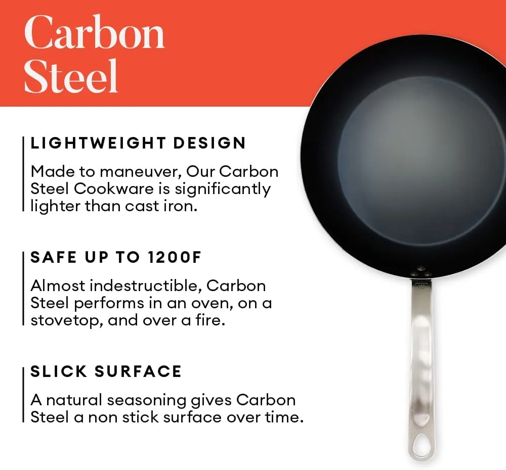 Blue Carbon Steel Frying Pan, Made in France