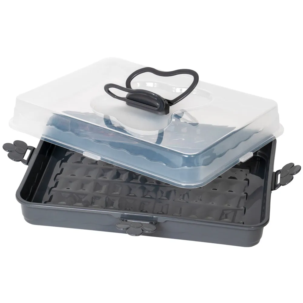 Cake and Pastry Dessert Carrier Caddy - Baking Pan Keeper Take Away Holder with Collapsible Butterfly Handles