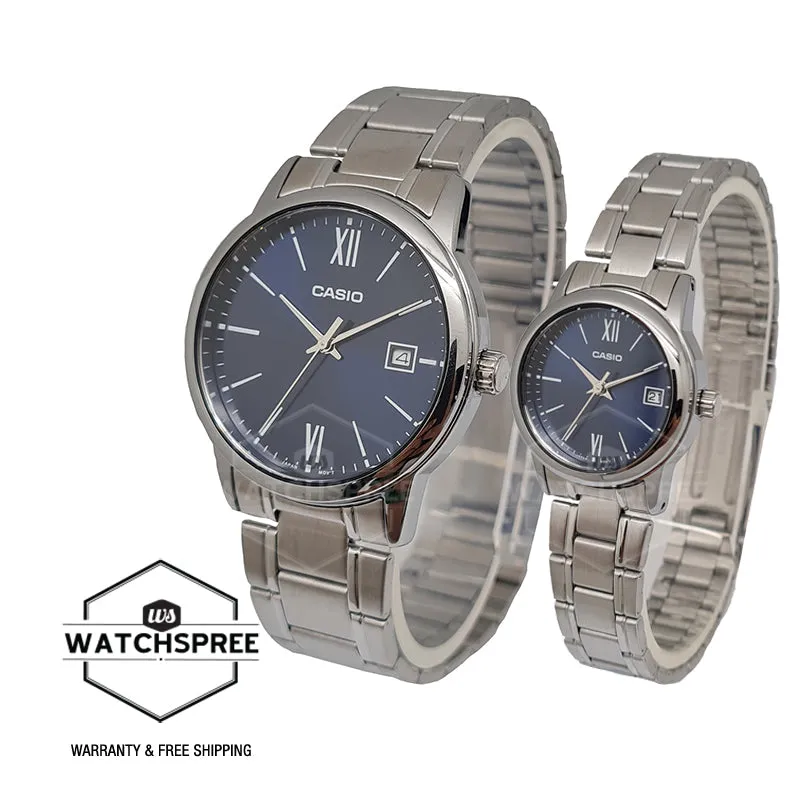 Casio Couple Stainless Steel Band Watch LTPV002D-2B3 MTPV002D-2B3 [Couple Watch Set]