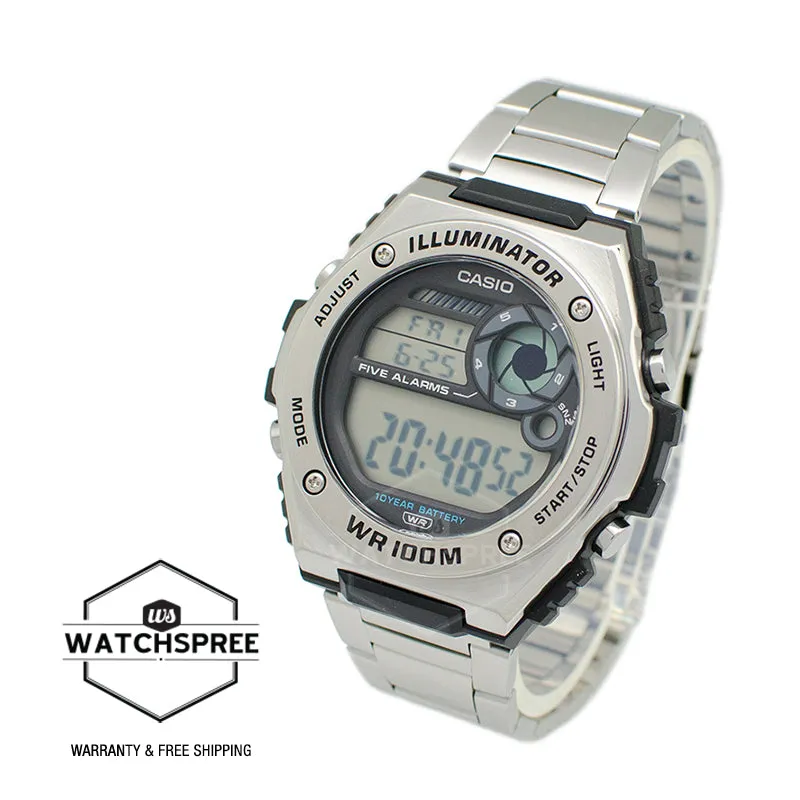 Casio Digital Stainless Steel Strap Watch MWD100HD-1A MWD-100HD-1A