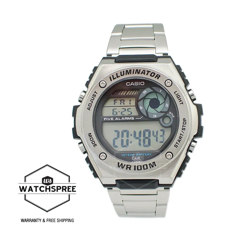 Casio Digital Stainless Steel Strap Watch MWD100HD-1A MWD-100HD-1A