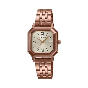 Casio Ladies' Analog Rose Gold Ion Plated Stainless Steel Band Watch LTPE169R-9B LTP-E169R-9B