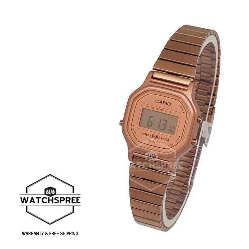 Casio Ladies' Digital Rose Gold Ion Plated Stainless Steel Band Watch LA11WR-5A LA-11WR-5A