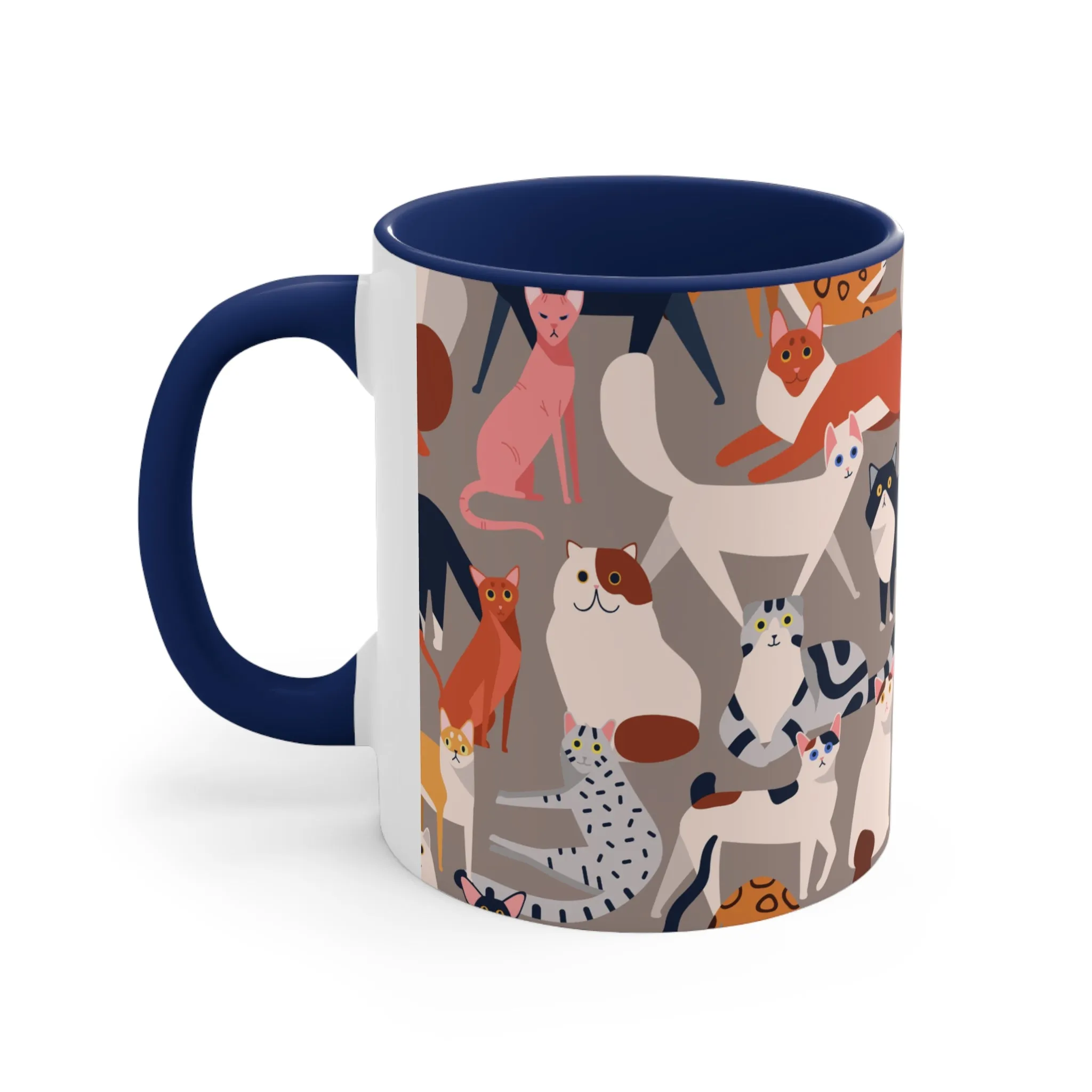 CAT LOVERS MUG - Navy Accents - MUGSCITY - Free Shipping