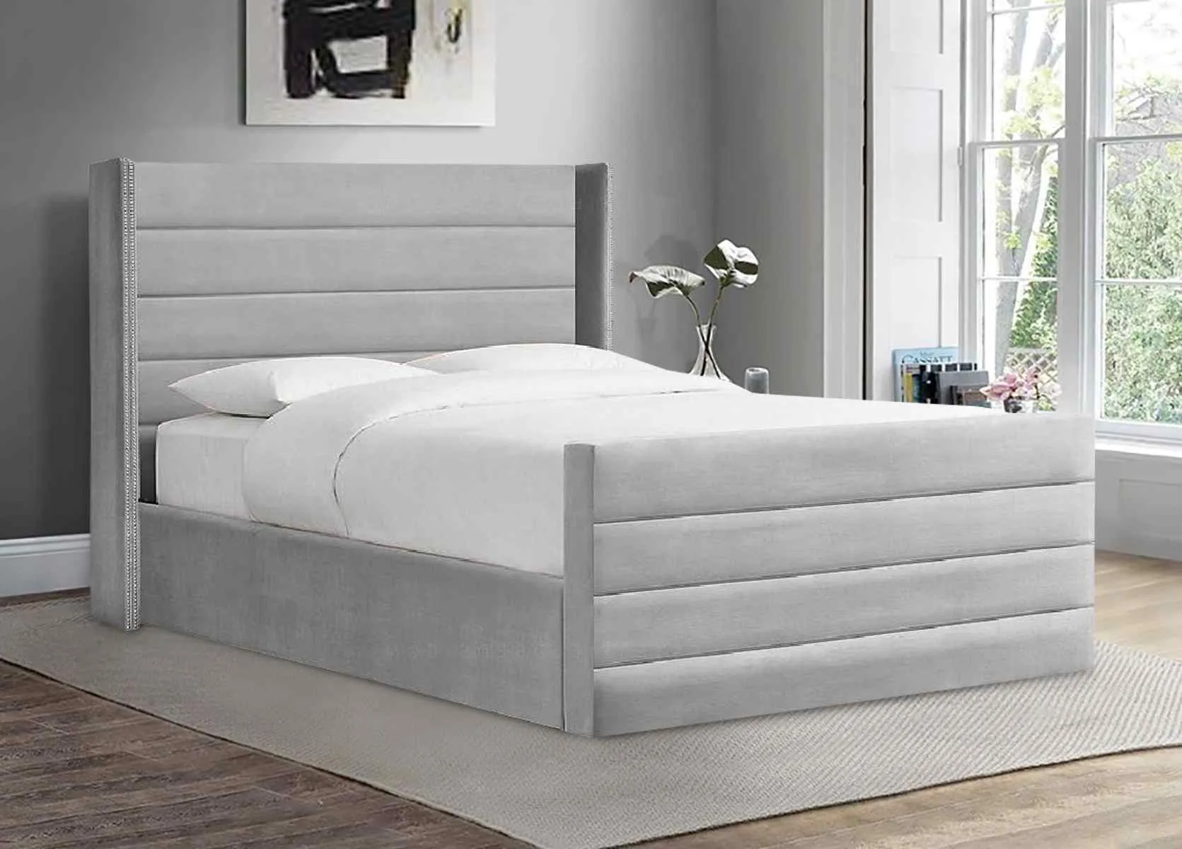 CLEARANCE Enzo Bed Frame Soft Plush Velvet - Choice Of Colours