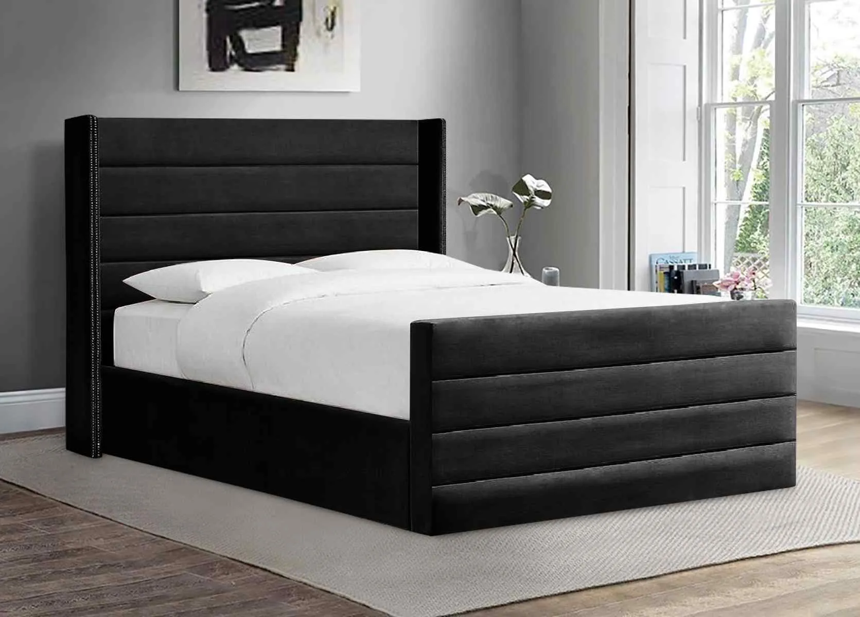 CLEARANCE Enzo Bed Frame Soft Plush Velvet - Choice Of Colours