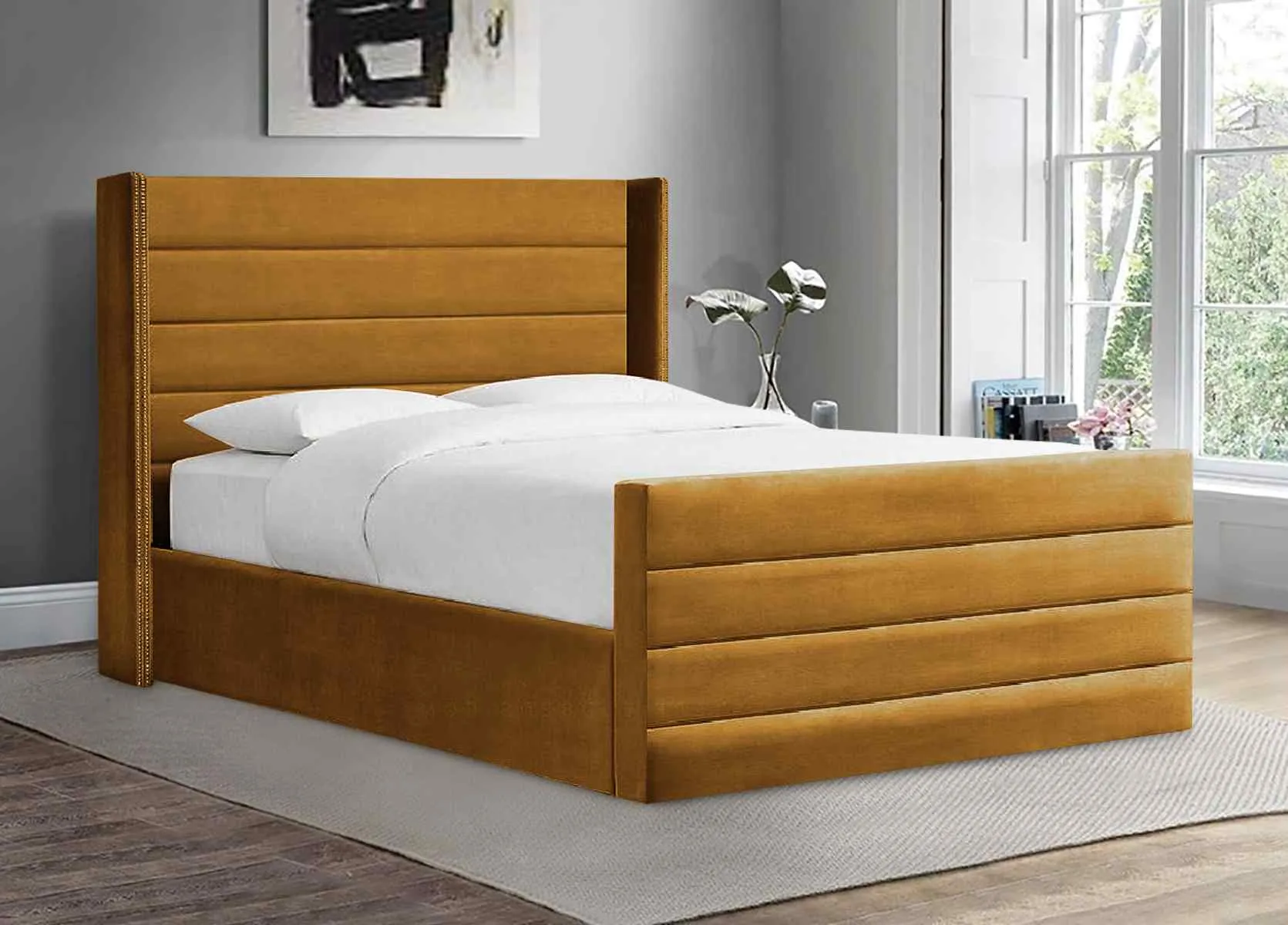 CLEARANCE Enzo Bed Frame Soft Plush Velvet - Choice Of Colours