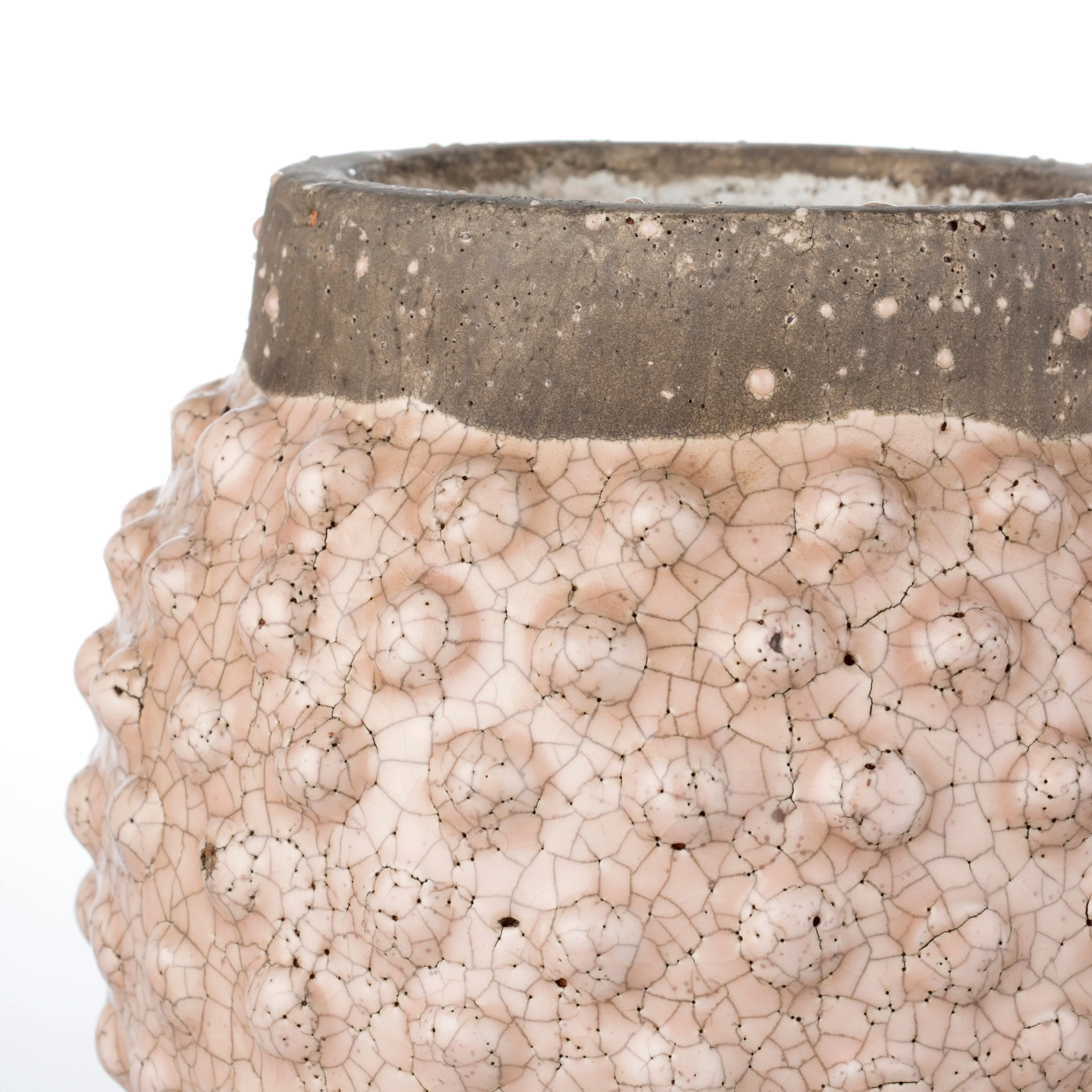 Dusty Pink Crackle Glazed Dotty Flowerpot or Vase - Two Sizes