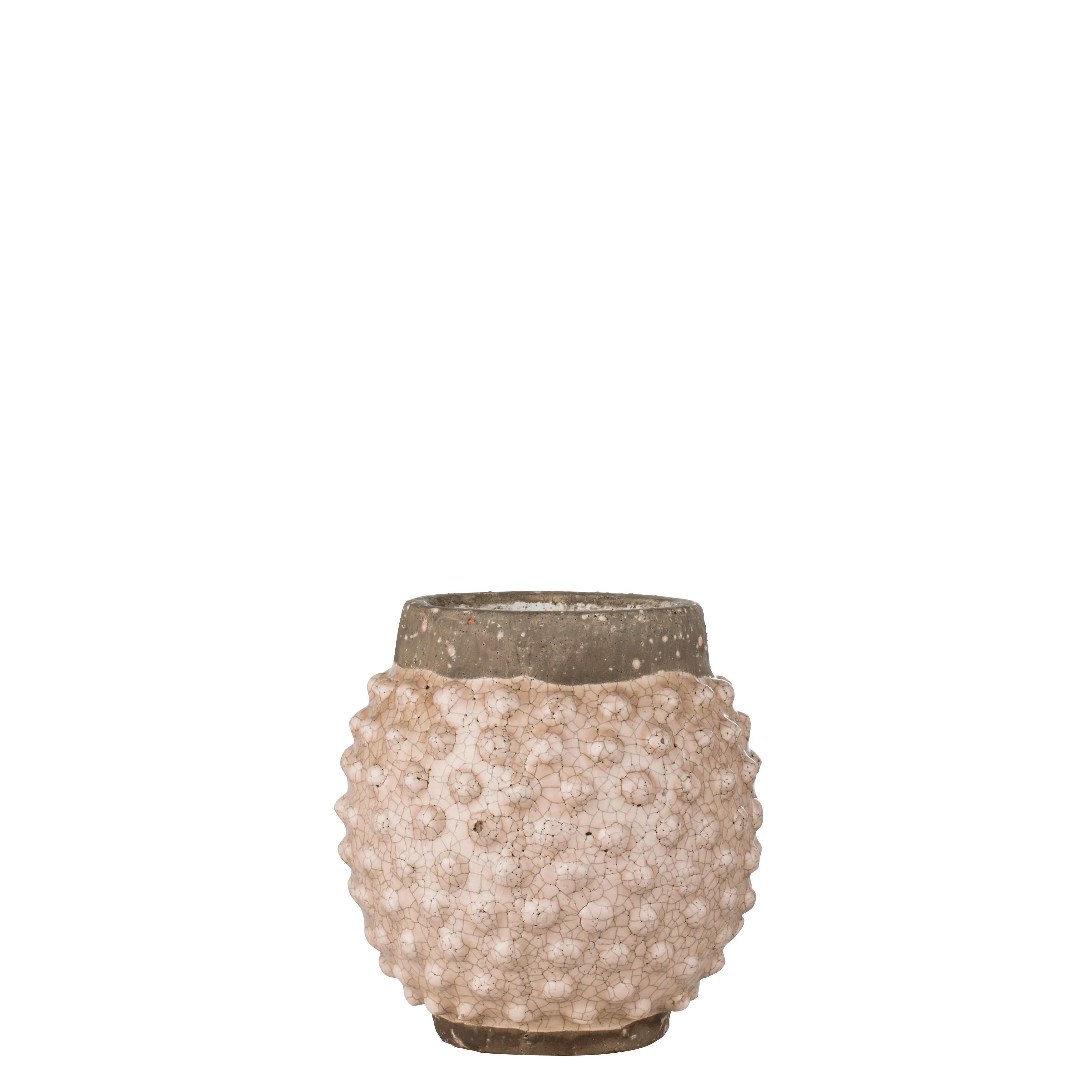 Dusty Pink Crackle Glazed Dotty Flowerpot or Vase - Two Sizes