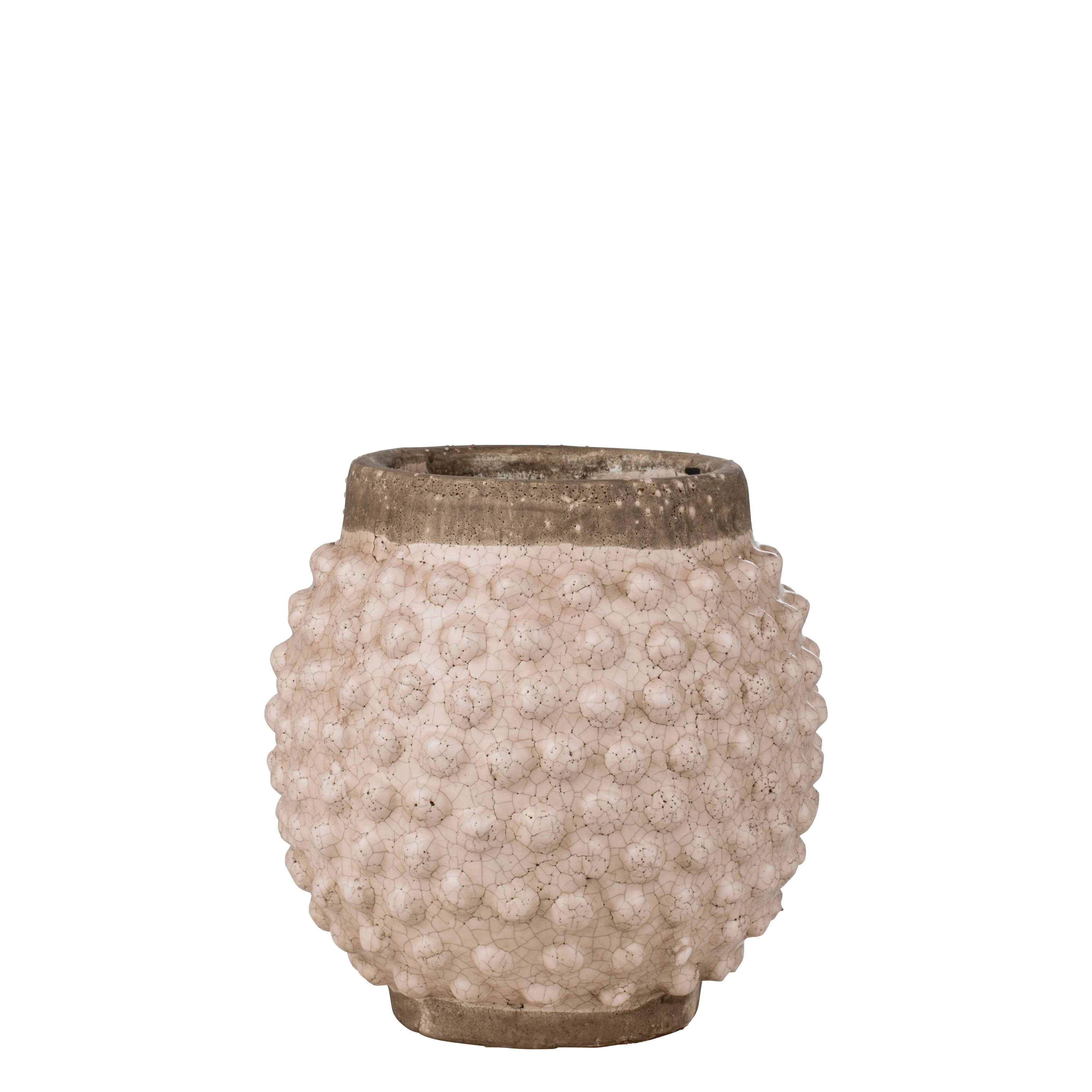 Dusty Pink Crackle Glazed Dotty Flowerpot or Vase - Two Sizes