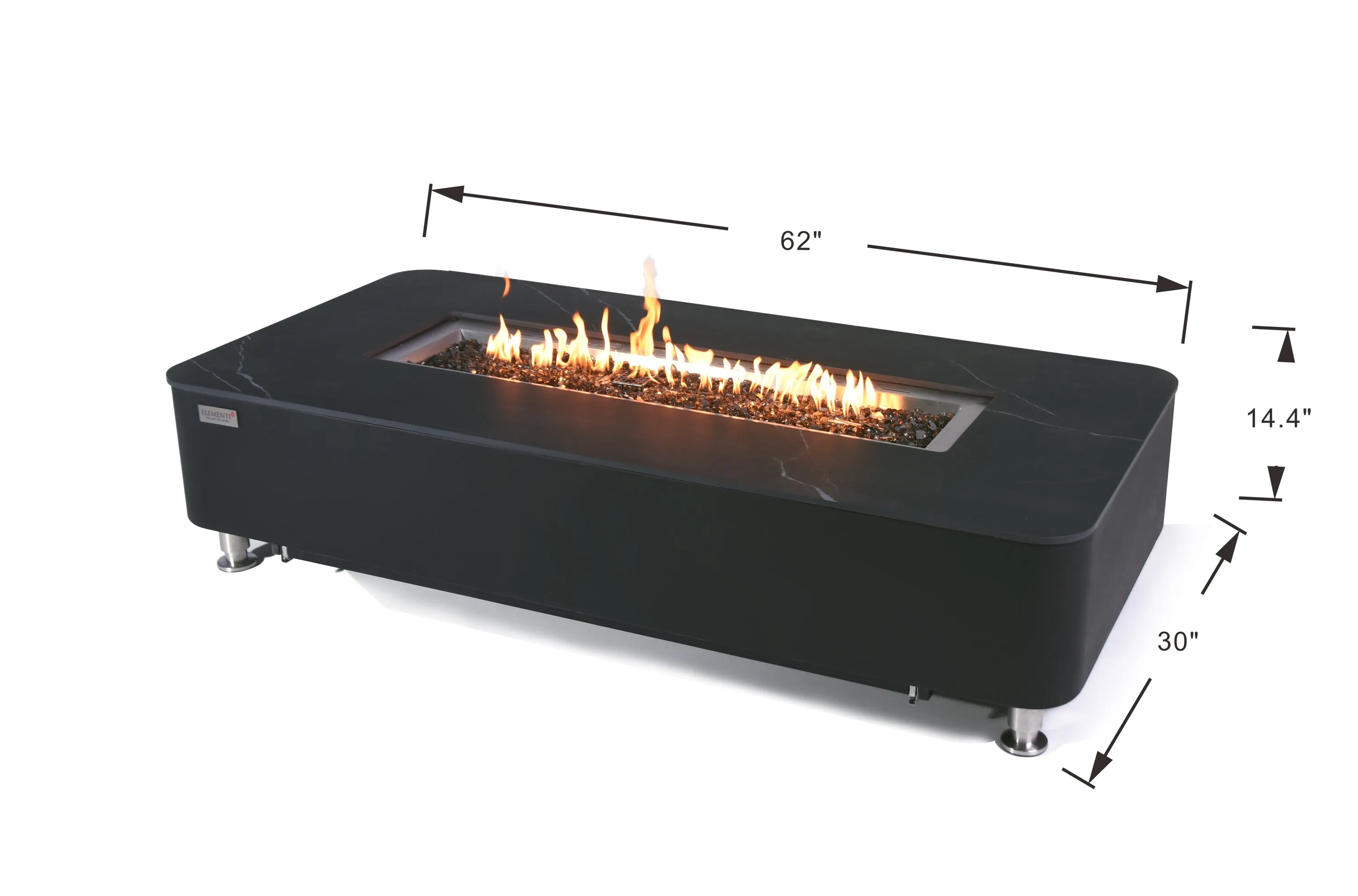 Elementi Plus OFP102BB Valencia Porcelain Top Outdoor Fire Table