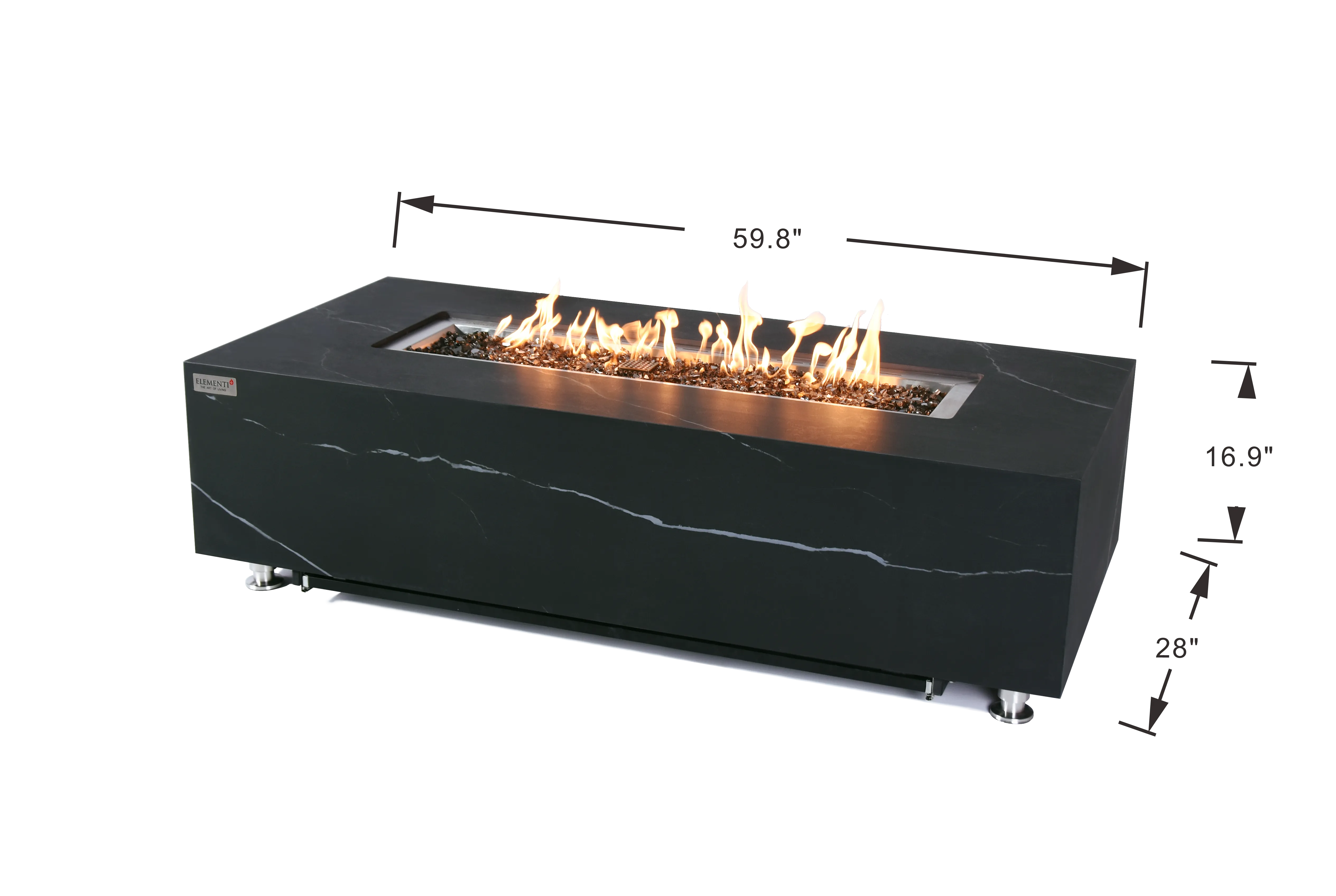 Elementi Plus OFP121BB Varna Marble Porcelain Outdoor Fire Table