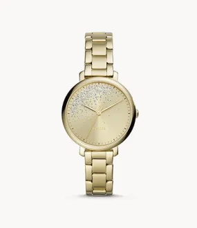 Fossil Ladies' Jacqueline Three-Hand Gold Tone Stainless Steel Watch ES4777