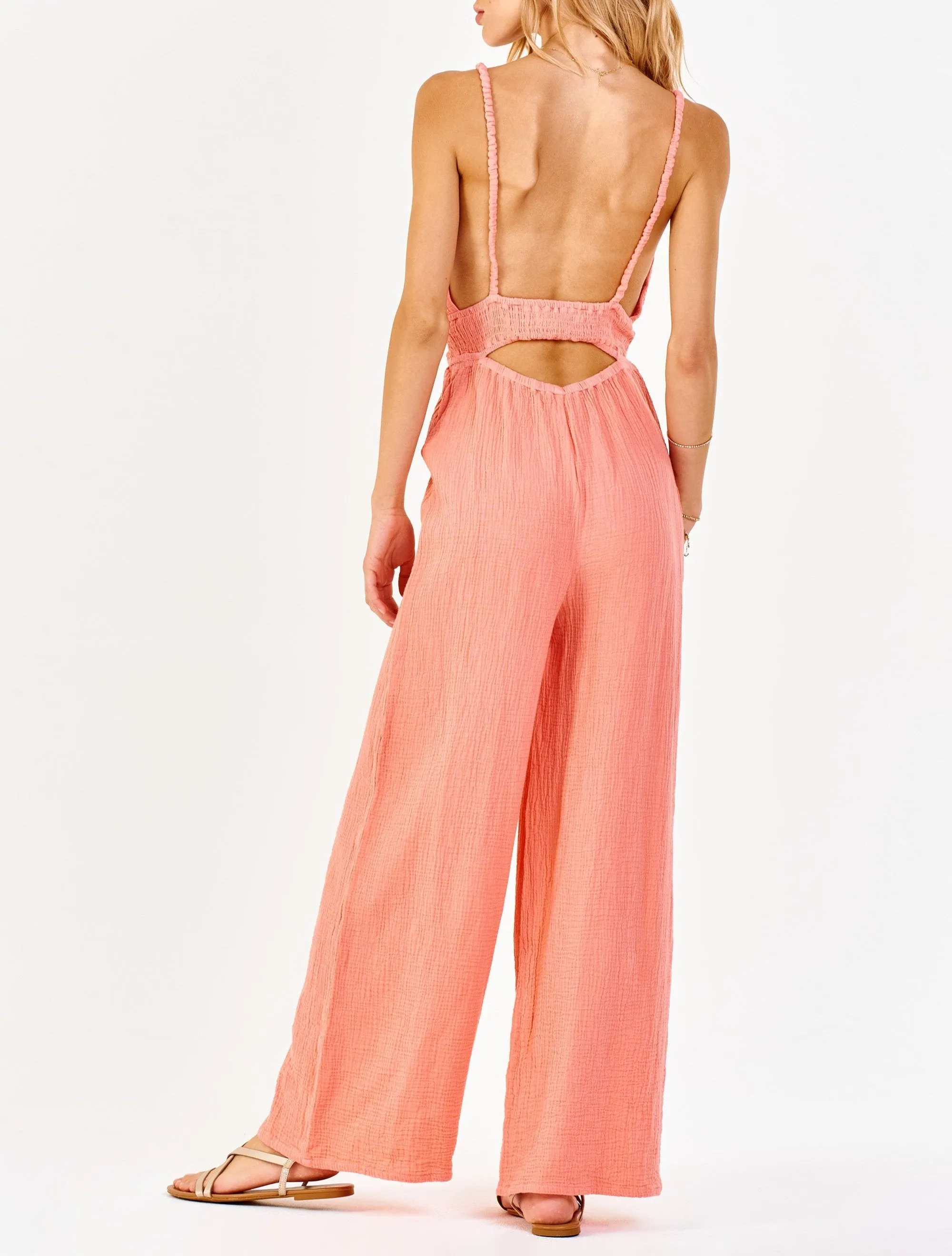 IMANI STRAP HALTER JUMPSUIT SWEET PEACH