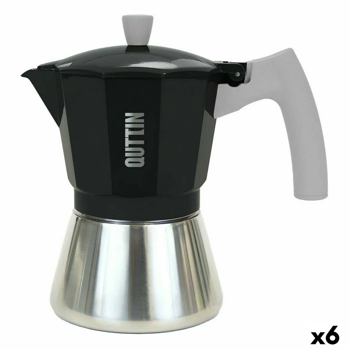 Italian Coffee Pot Quttin 3 Cups Aluminium Steel 150 ml (6 Units)