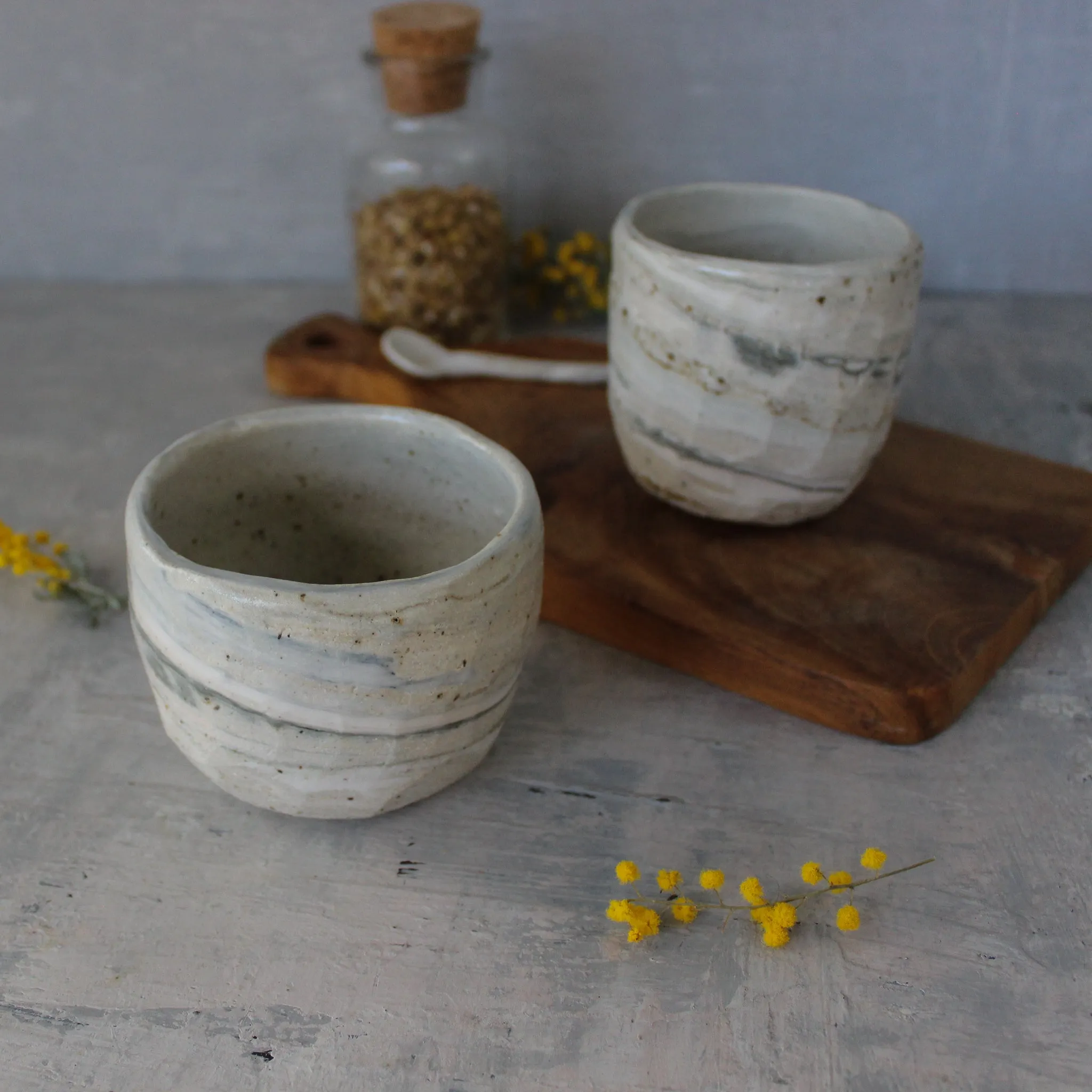 Marbled Ceramic Latte Cups