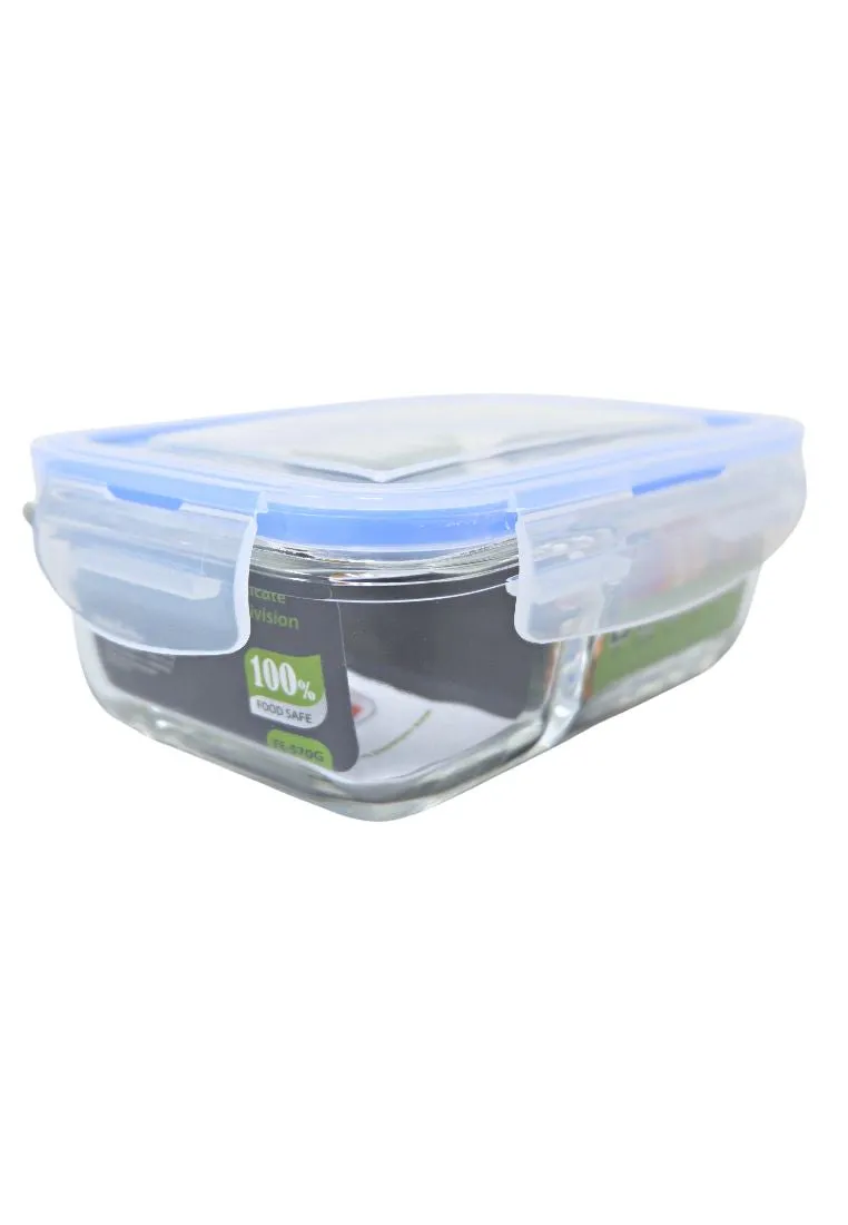 Masflex Rectangular Glass Food Container 450ml With Division