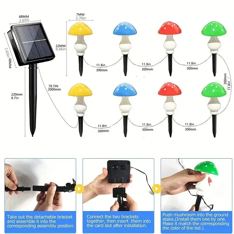 Multi-Color Changing LED Solar Mushroom Light