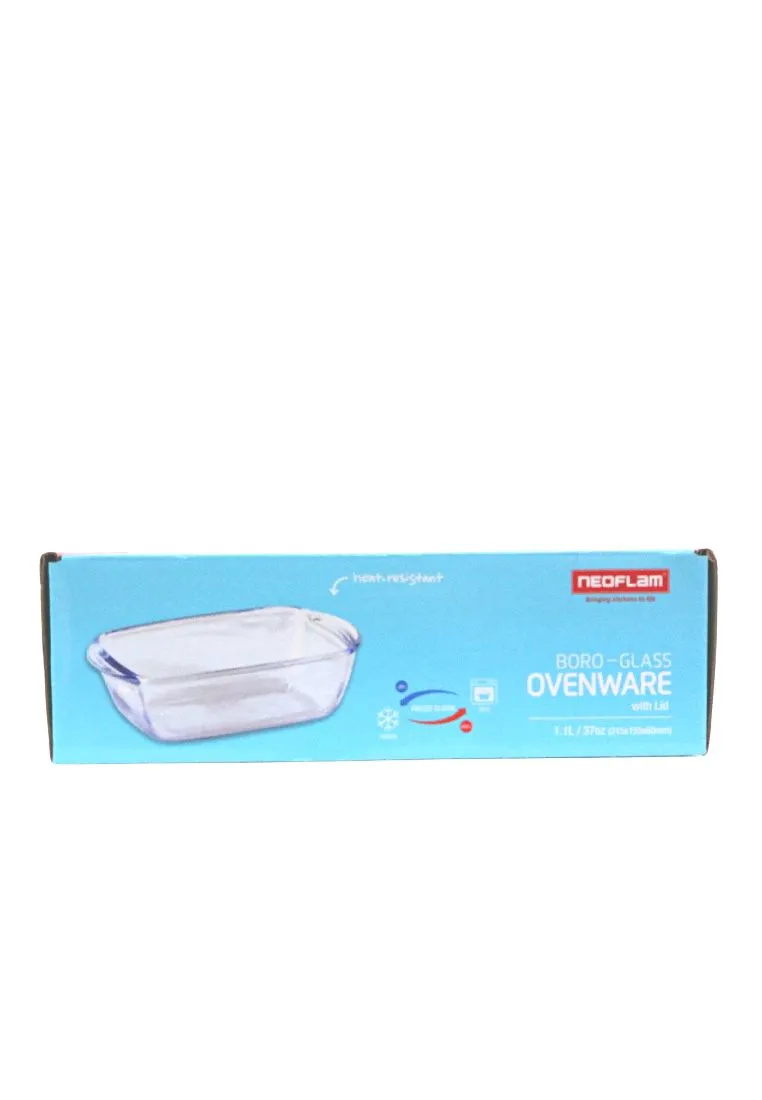 Neoflam Rectangular Borosilicate Glass Ovenware with Plastic Lid and Gift Box