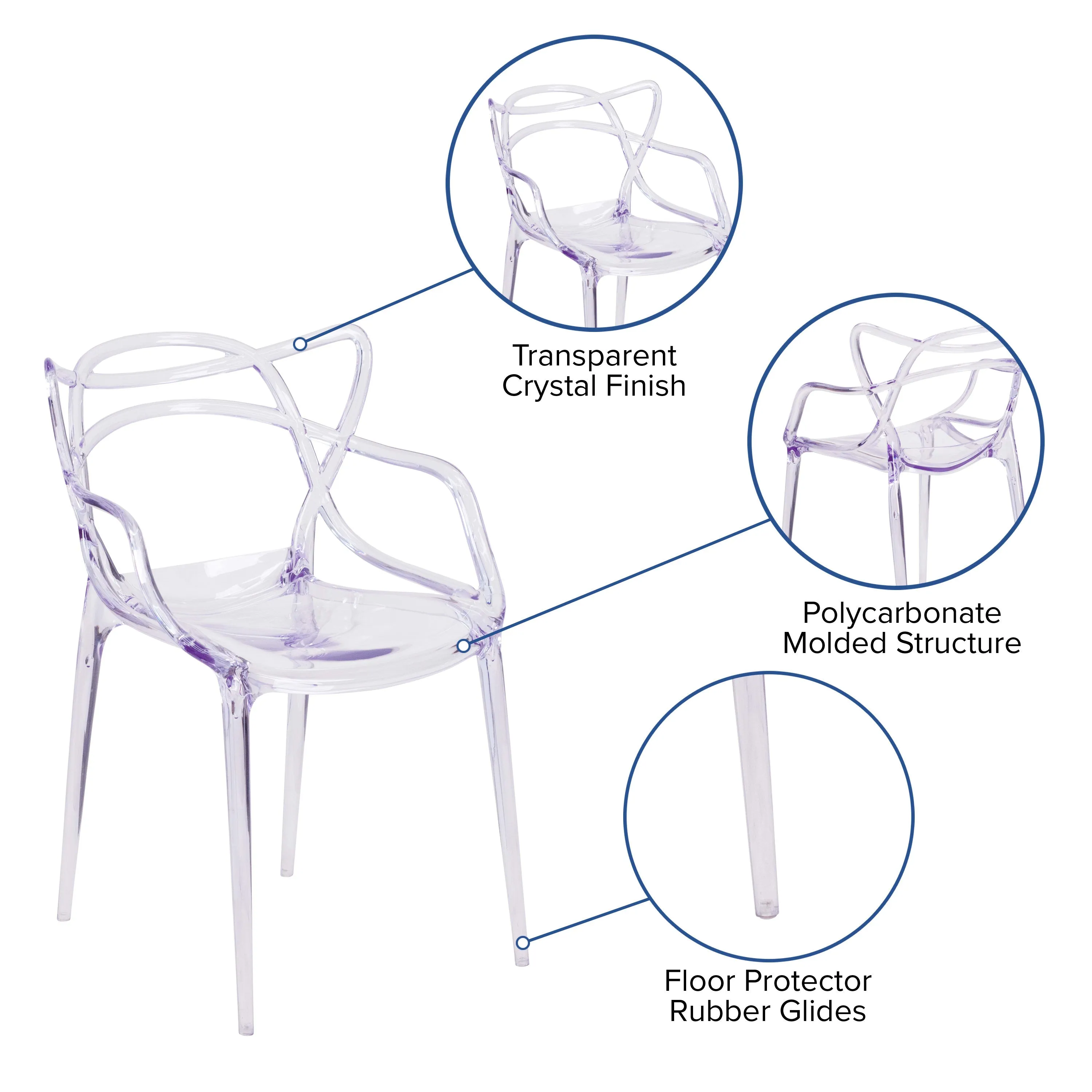 Nesting Series Transparent Fluid Style Stacking Side Chair