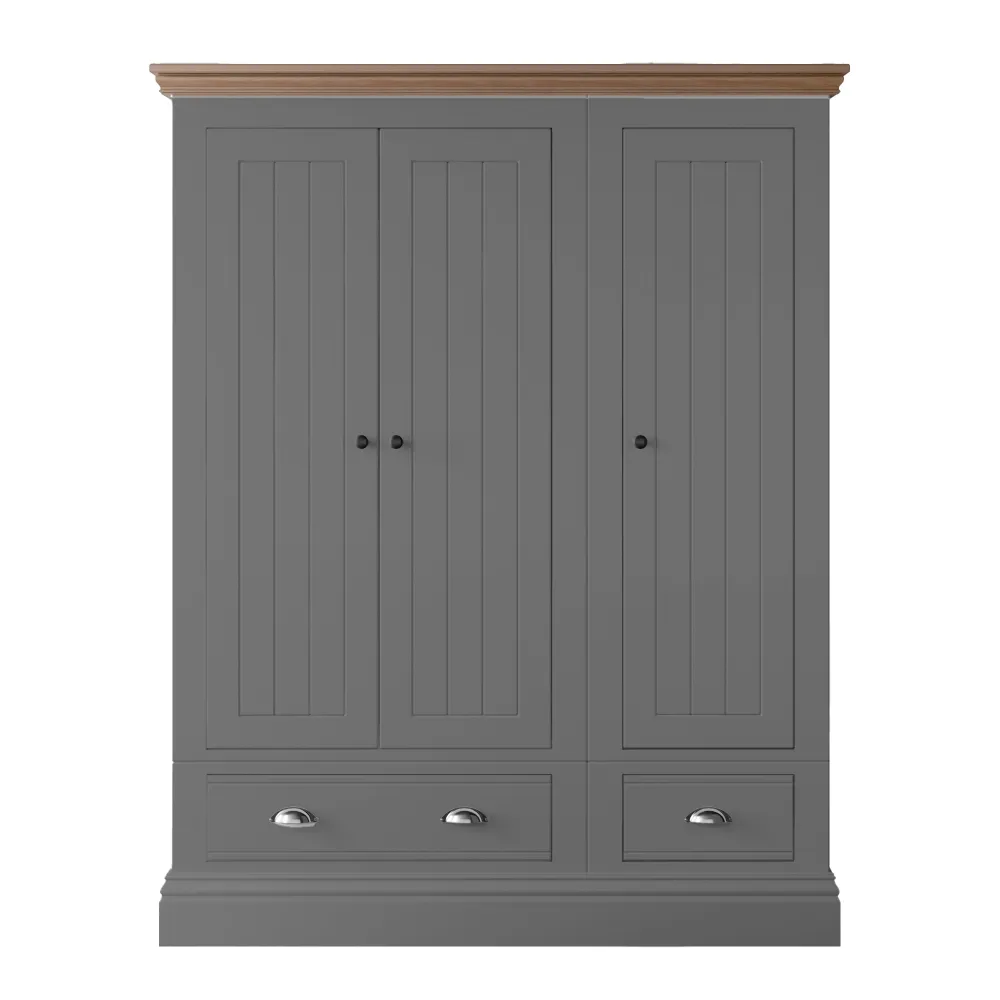 New England 3 Door 2 Drawer Hanging Wardrobe