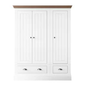 New England 3 Door 2 Drawer Hanging Wardrobe