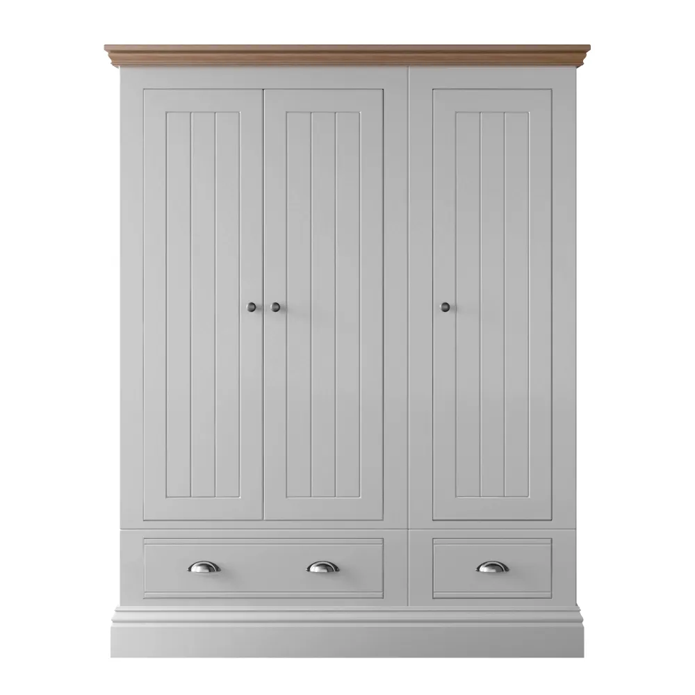 New England 3 Door 2 Drawer Hanging Wardrobe