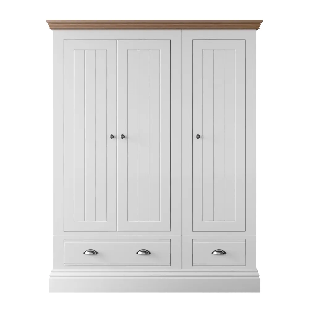 New England 3 Door 2 Drawer Hanging Wardrobe