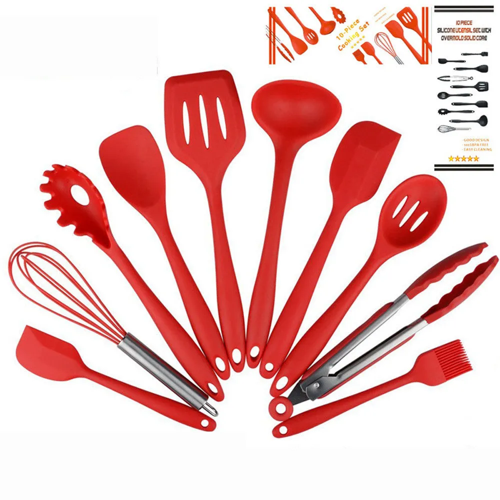 Non Stick Silicone Cooking Utensils Premium Heat Resistant 10 PCS Set