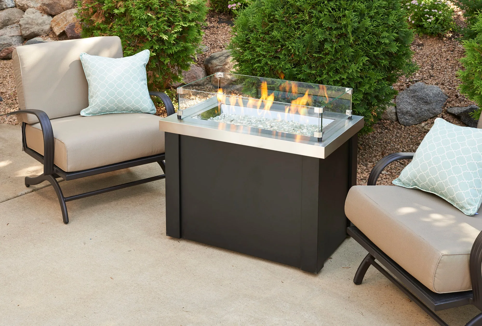 Outdoor Greatroom PROV-1224 Providence Stainless Steel Gas Fire Pit Table