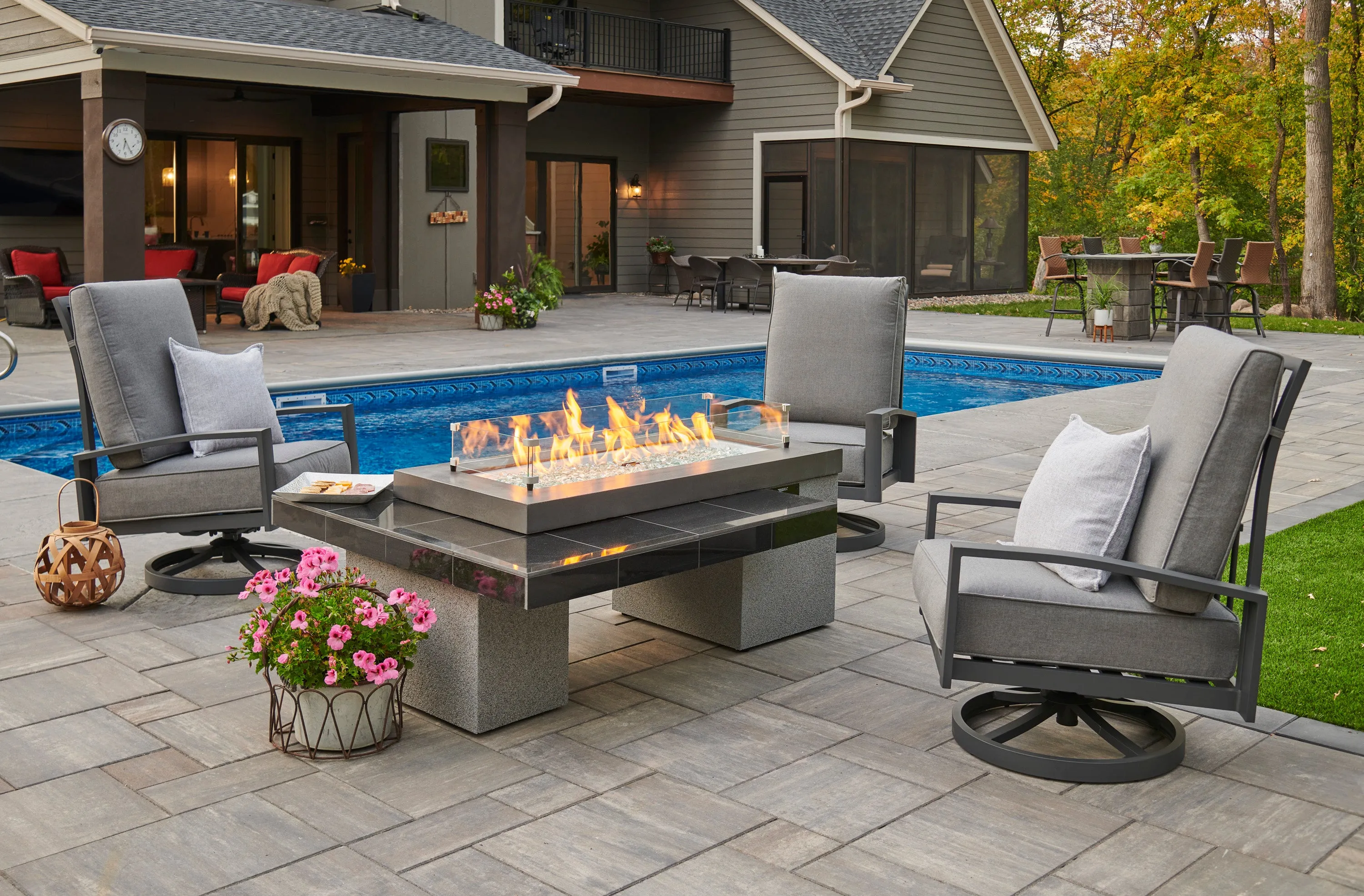 Outdoor Greatroom UPT-1242 Black Uptown Linear Gas Fire Pit Table