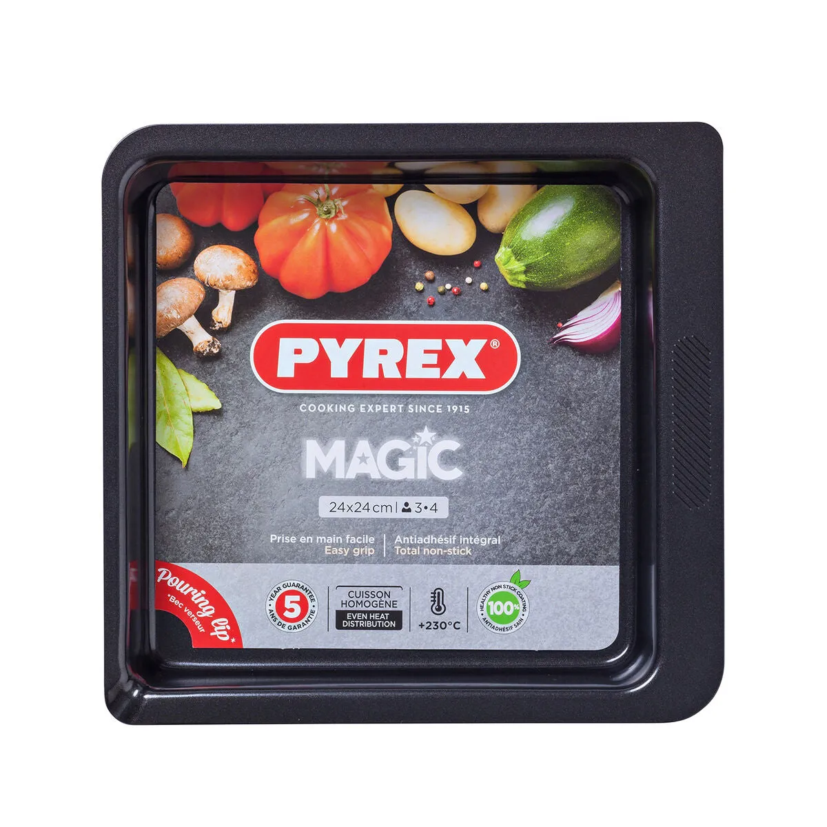 Oven Mould Pyrex Magic Squared Rectangular Black Metal 24 x 24 cm (6 Units)