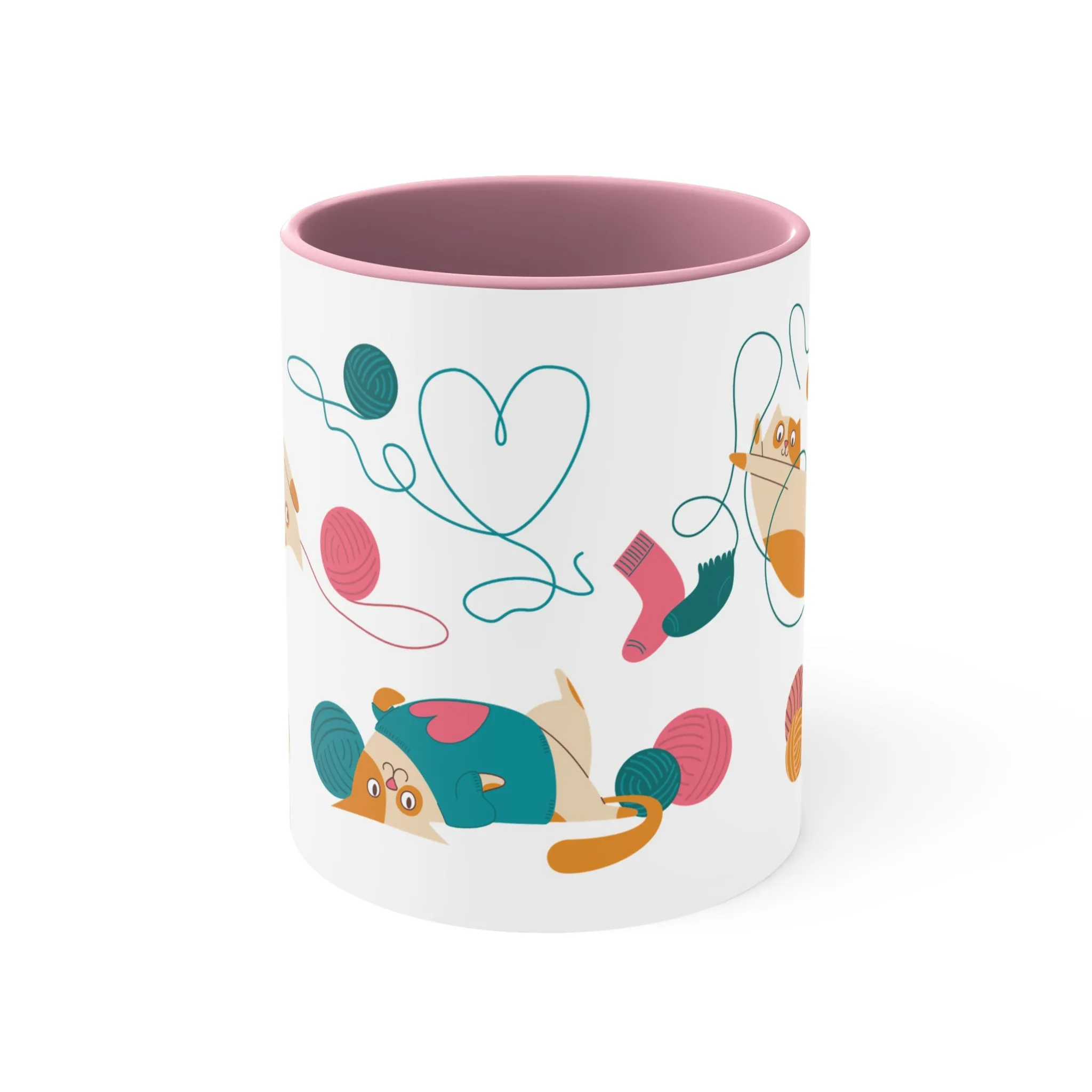 PLAYING CATS MUG - Pink Accent - MUGSCITY - Free Shipping