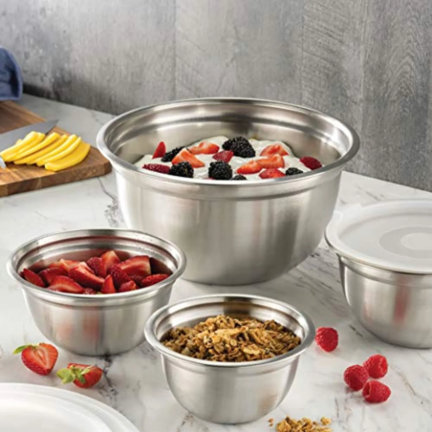 Premium Stainless Steel Mixing Bowls with Airtight Lids Set of 5