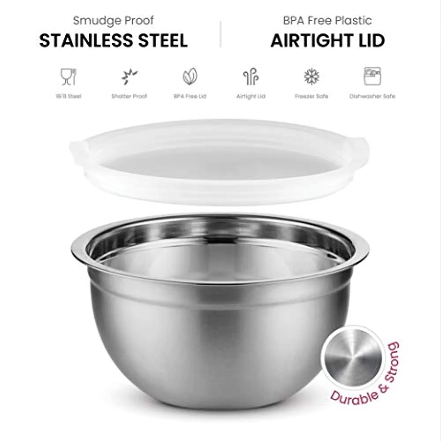 Premium Stainless Steel Mixing Bowls with Airtight Lids Set of 5