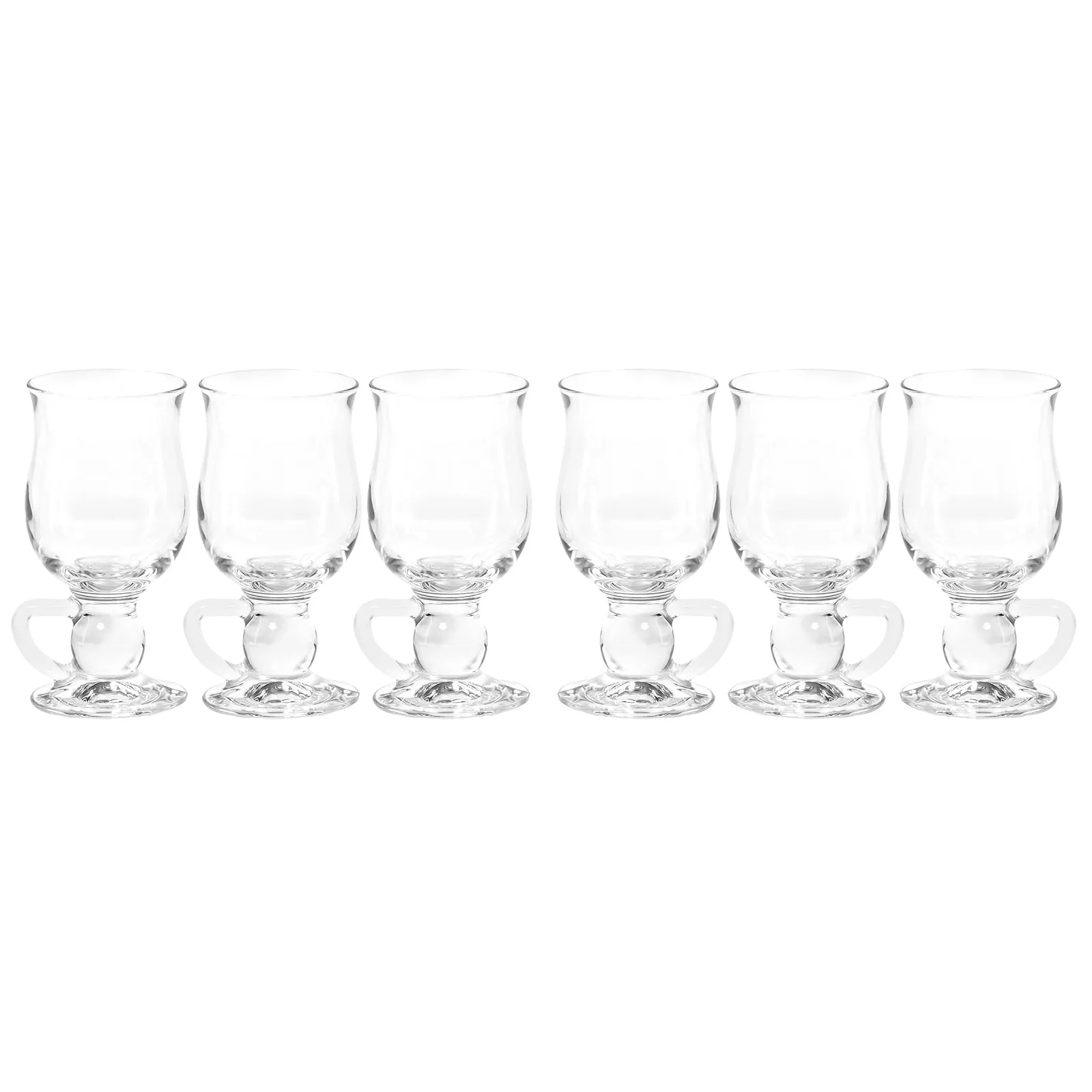 Red Co. Clear Glass Irish Coffee Mug with Base and Handle for Hot Beverages, Set of 6, 8.45 Oz.