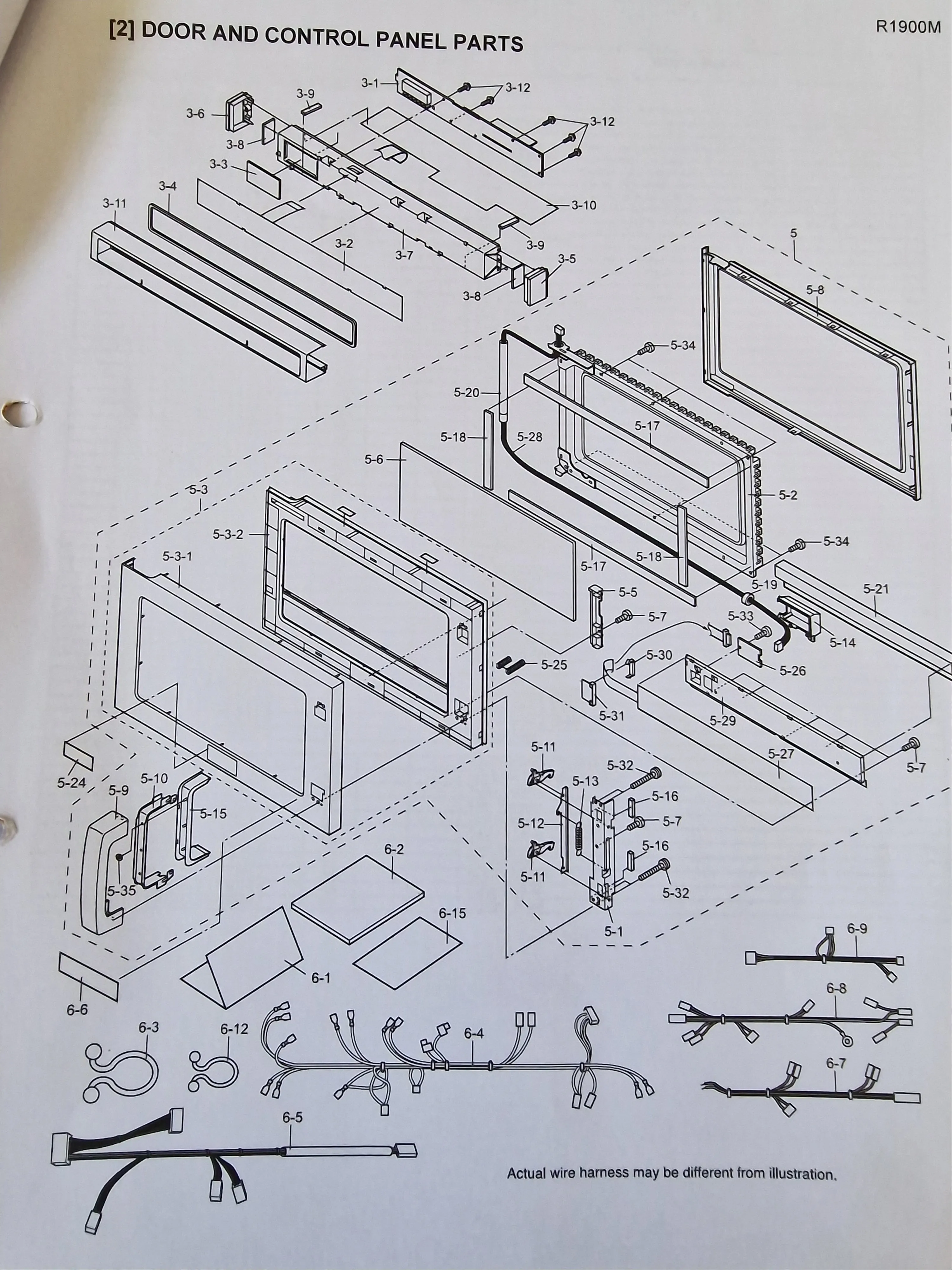 Sharp R1900M microwave oven  Main control circuit board (PCB)- DPWB-A665DRKZ1