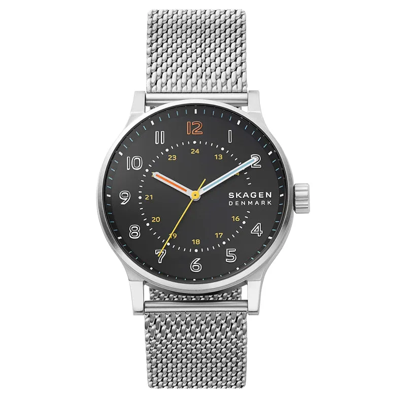 Skagen Men's Denmark Norre Three-Hand Silver Tone Steel Mesh Strap Watch SKW6682