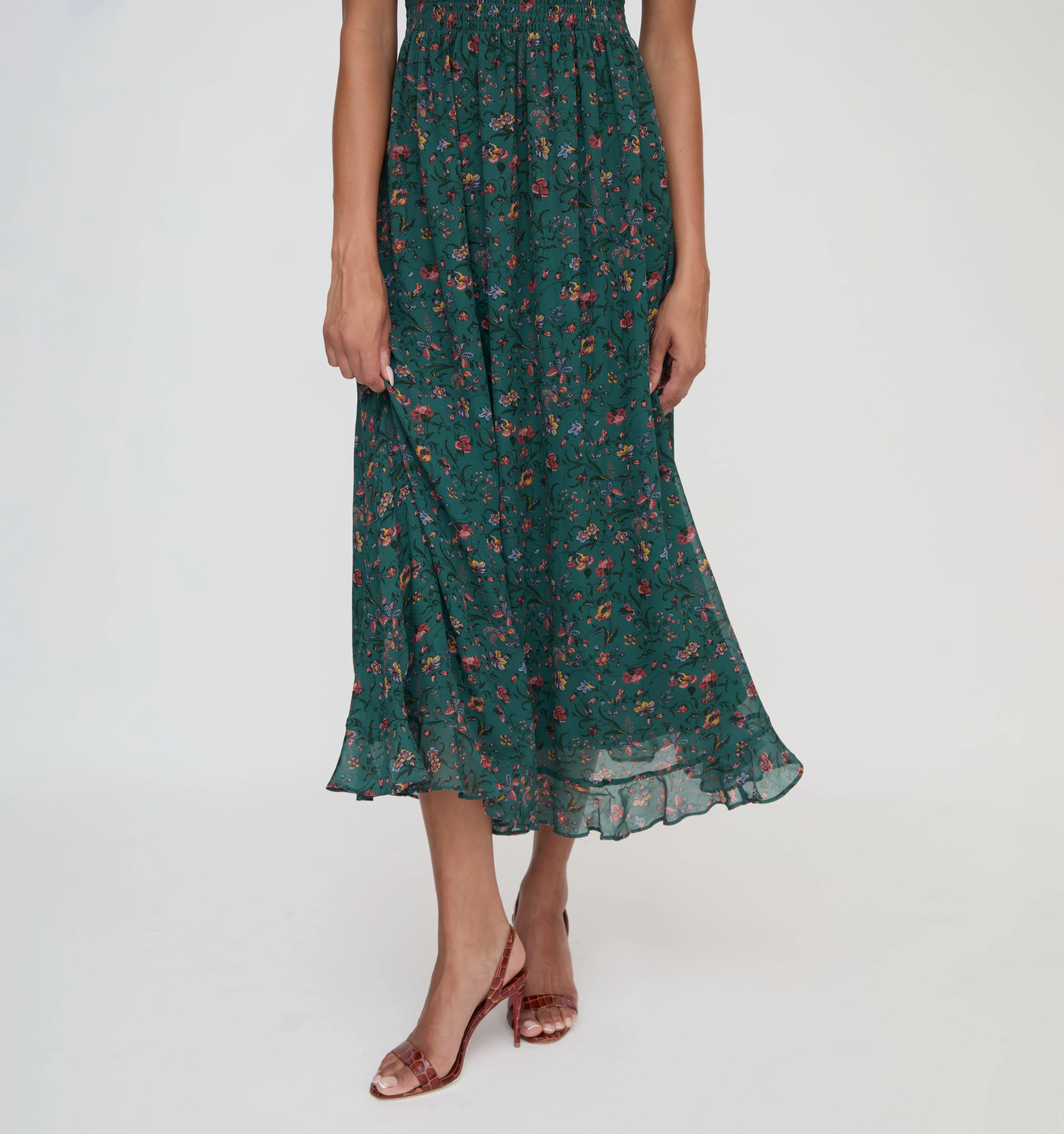 The Georgia Nap Dress - Bottle Green Fleur Chintz