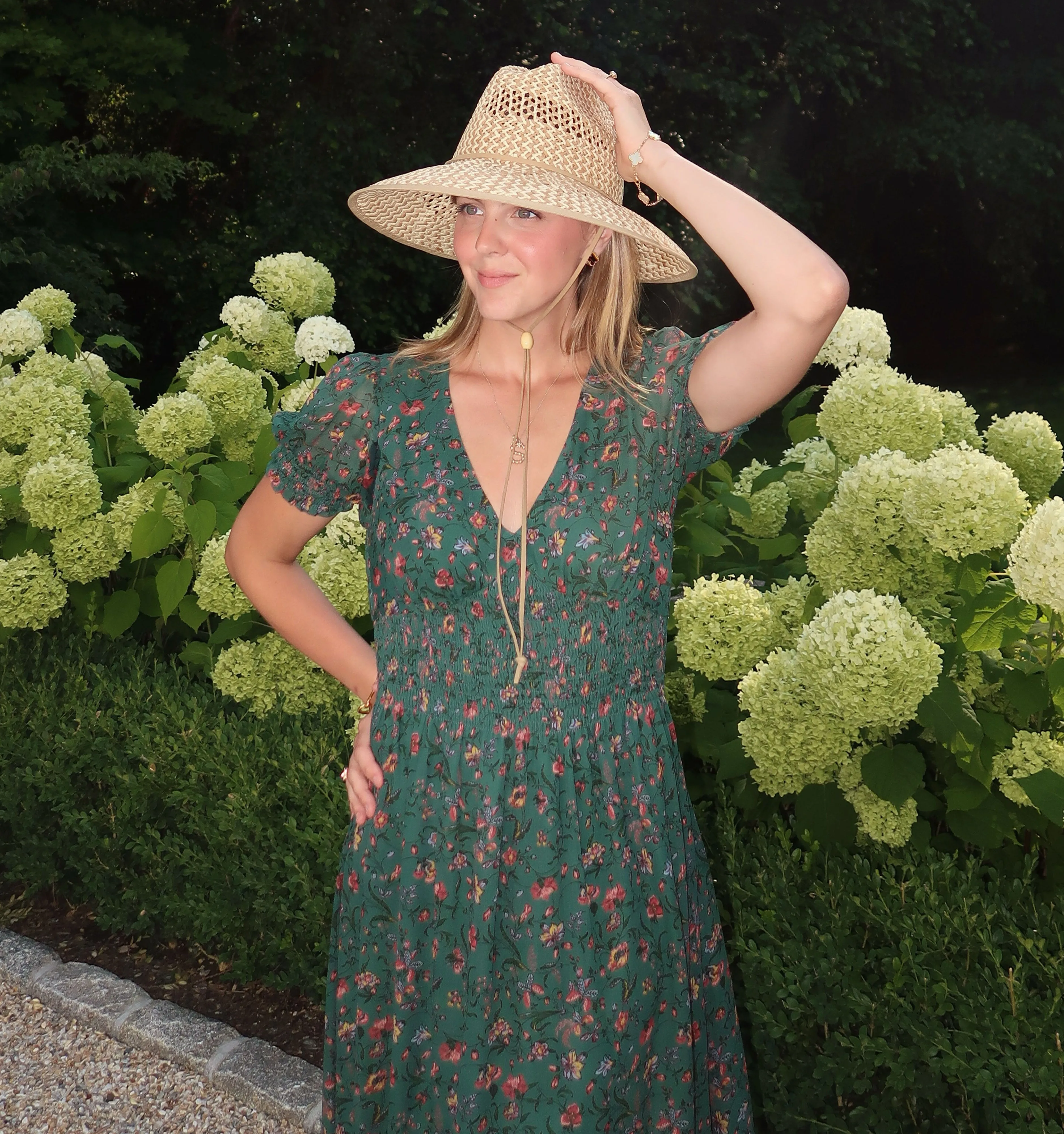 The Georgia Nap Dress - Bottle Green Fleur Chintz